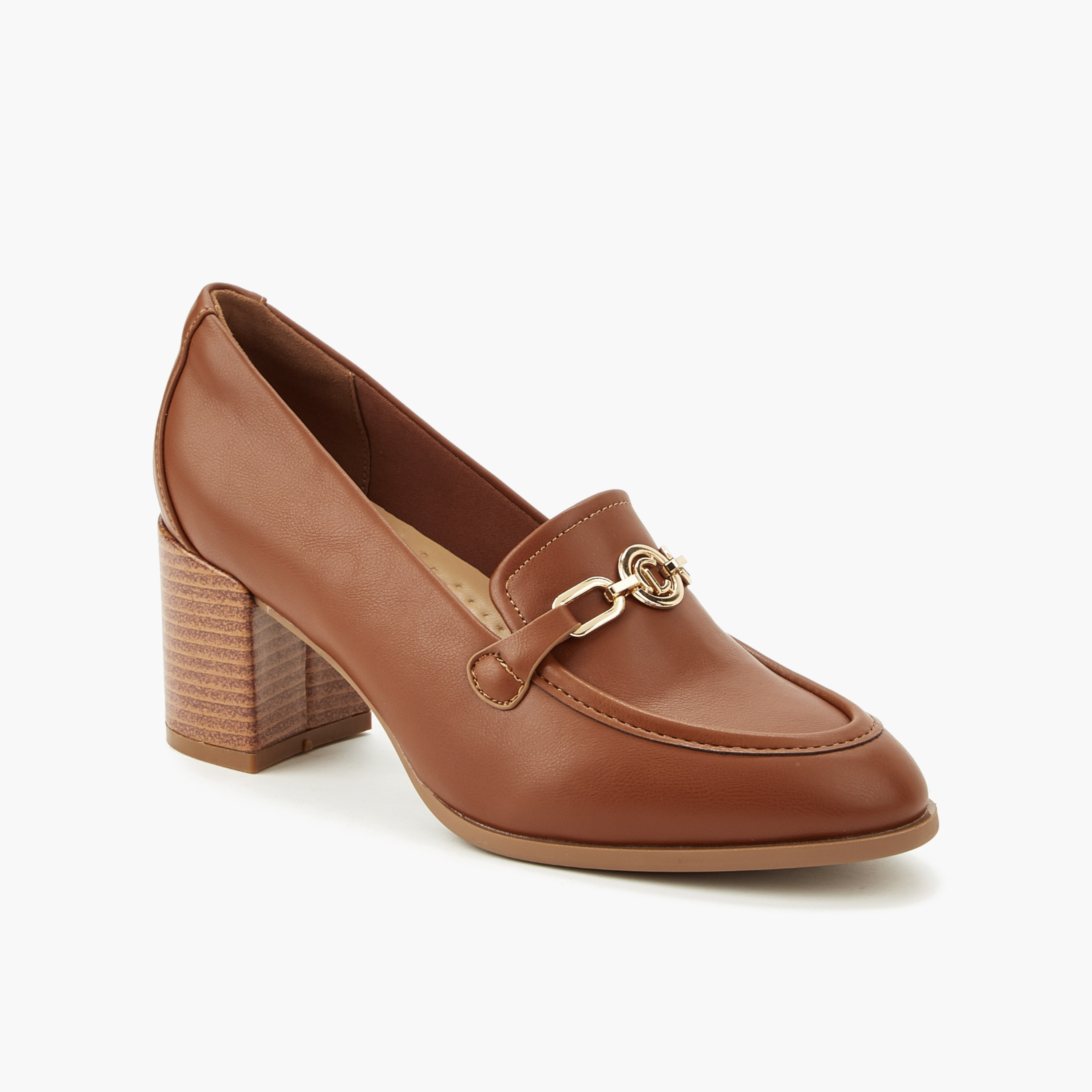 Le Confort Women Chain Accent Block Heel Loafers-women-shoes-loafersandmoccasins-image-2