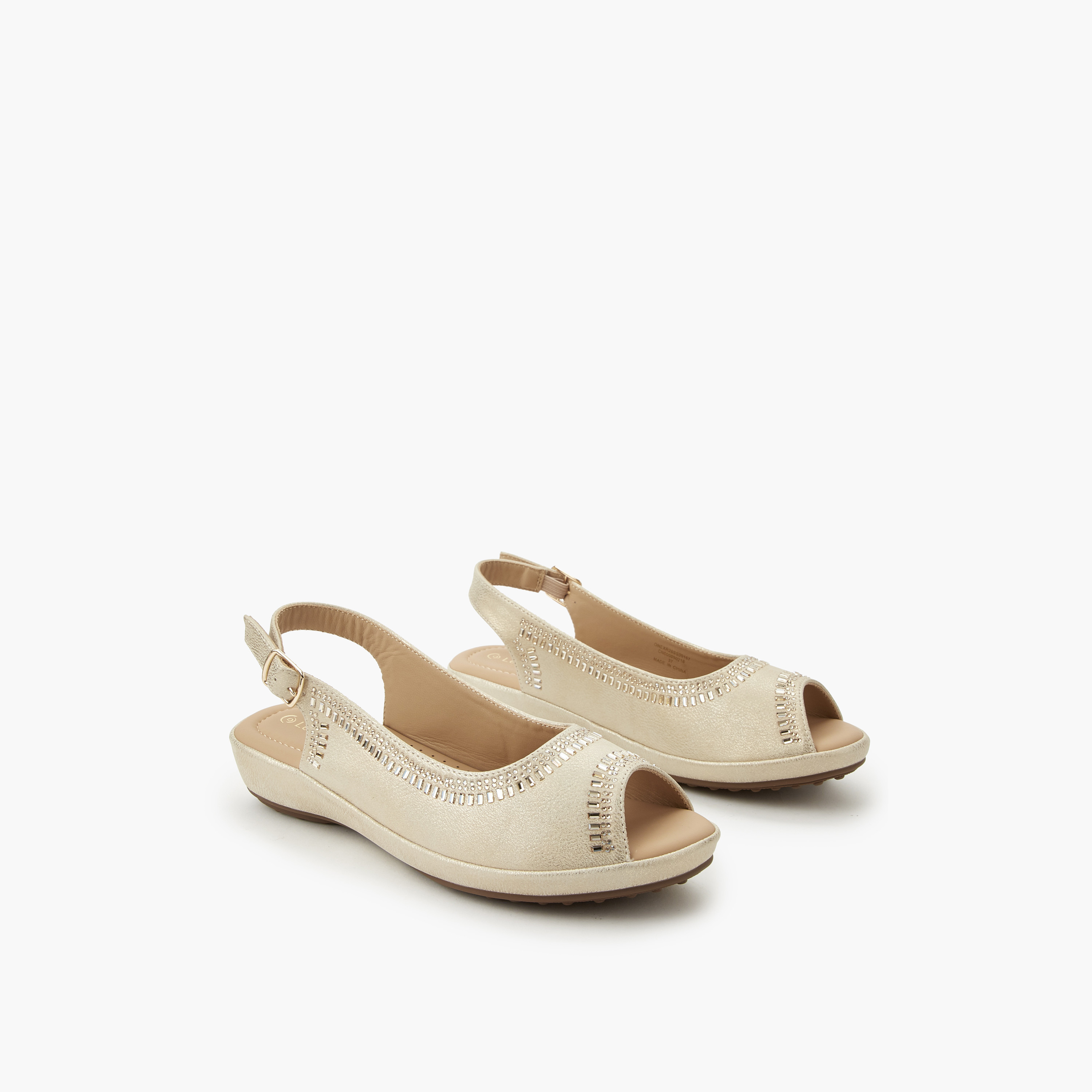 Le Confort Women Embellished Peep Toe Sandals-women-shoes-flats-sandals-image-1