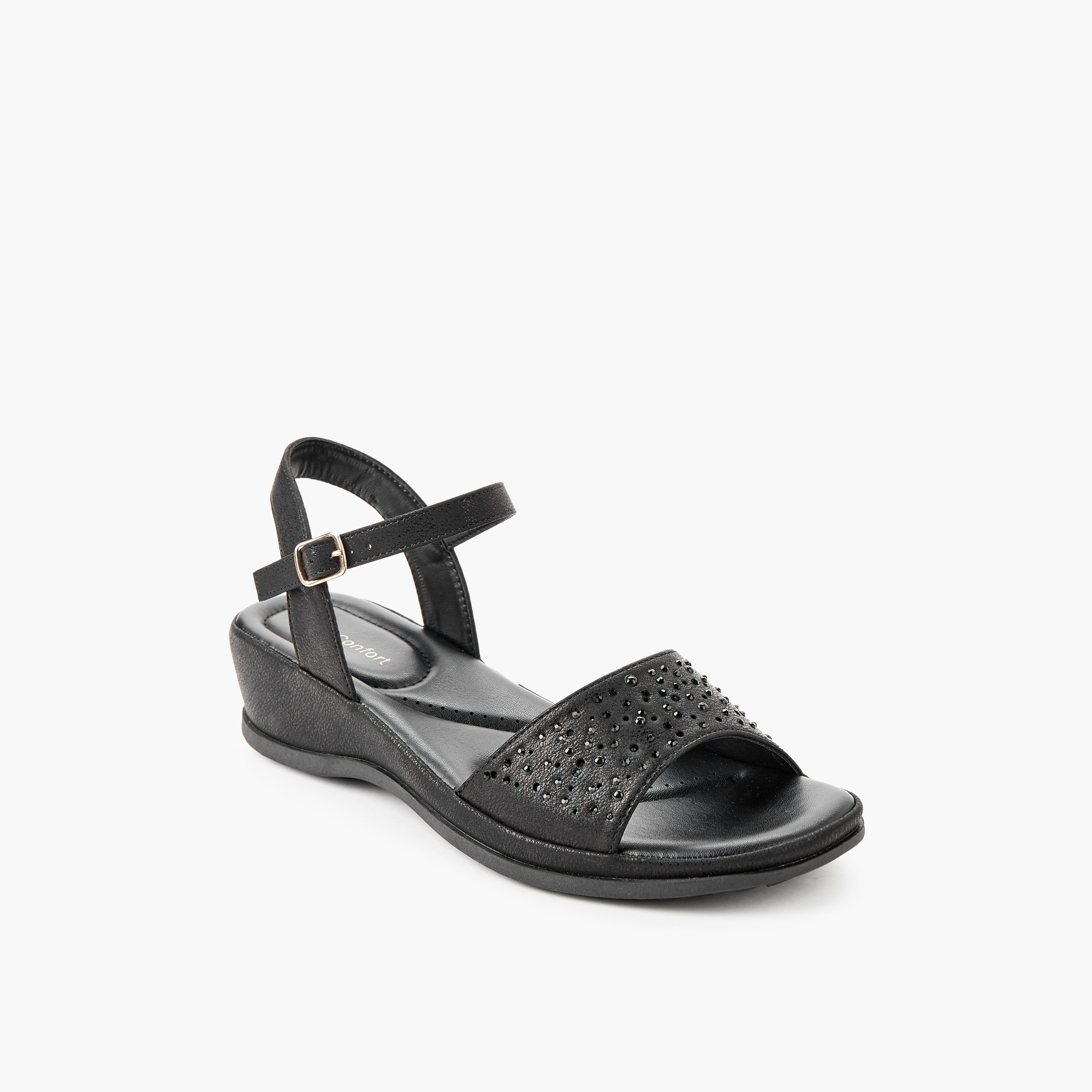 Le Confort Women Embellished Wedge Heel Sandals-women-shoes-sandals-heeled-image-2