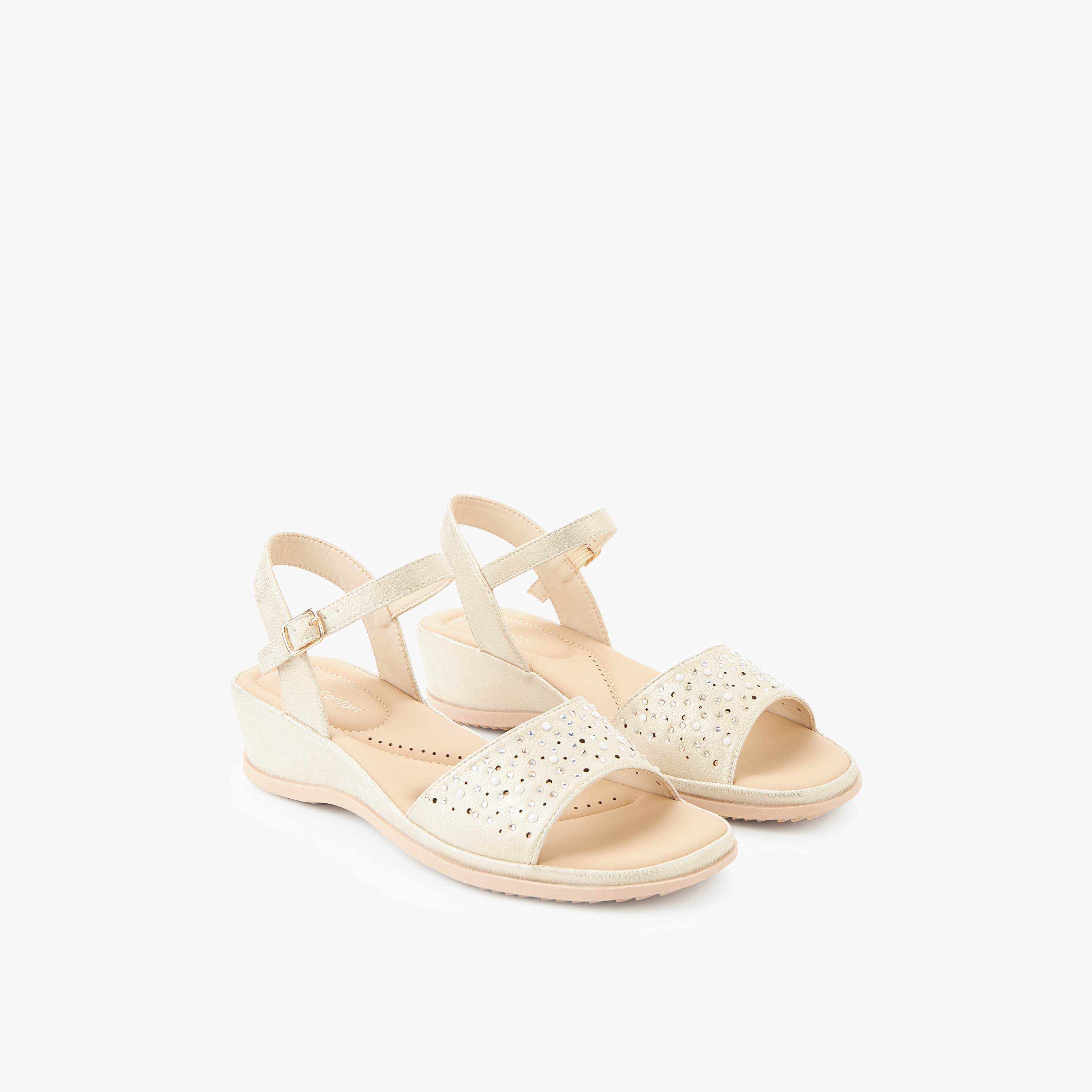 صندل مزين بكعب ويدج للنساء من لو كونفورت-women-shoes-sandals-heeled-image-1