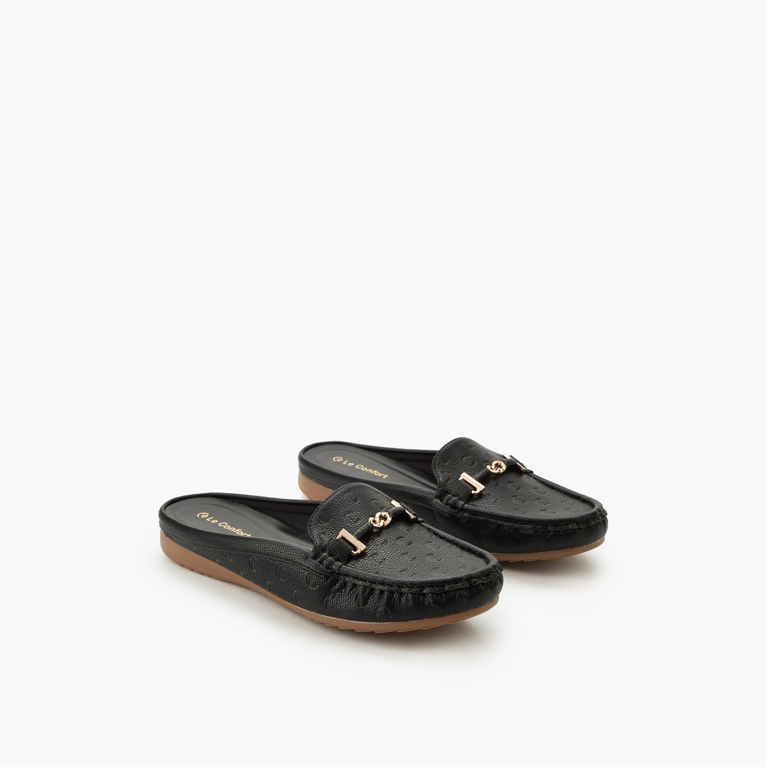 Le Confort Women Monogram Embossed Mules-women-shoes-flats-mules-image-4