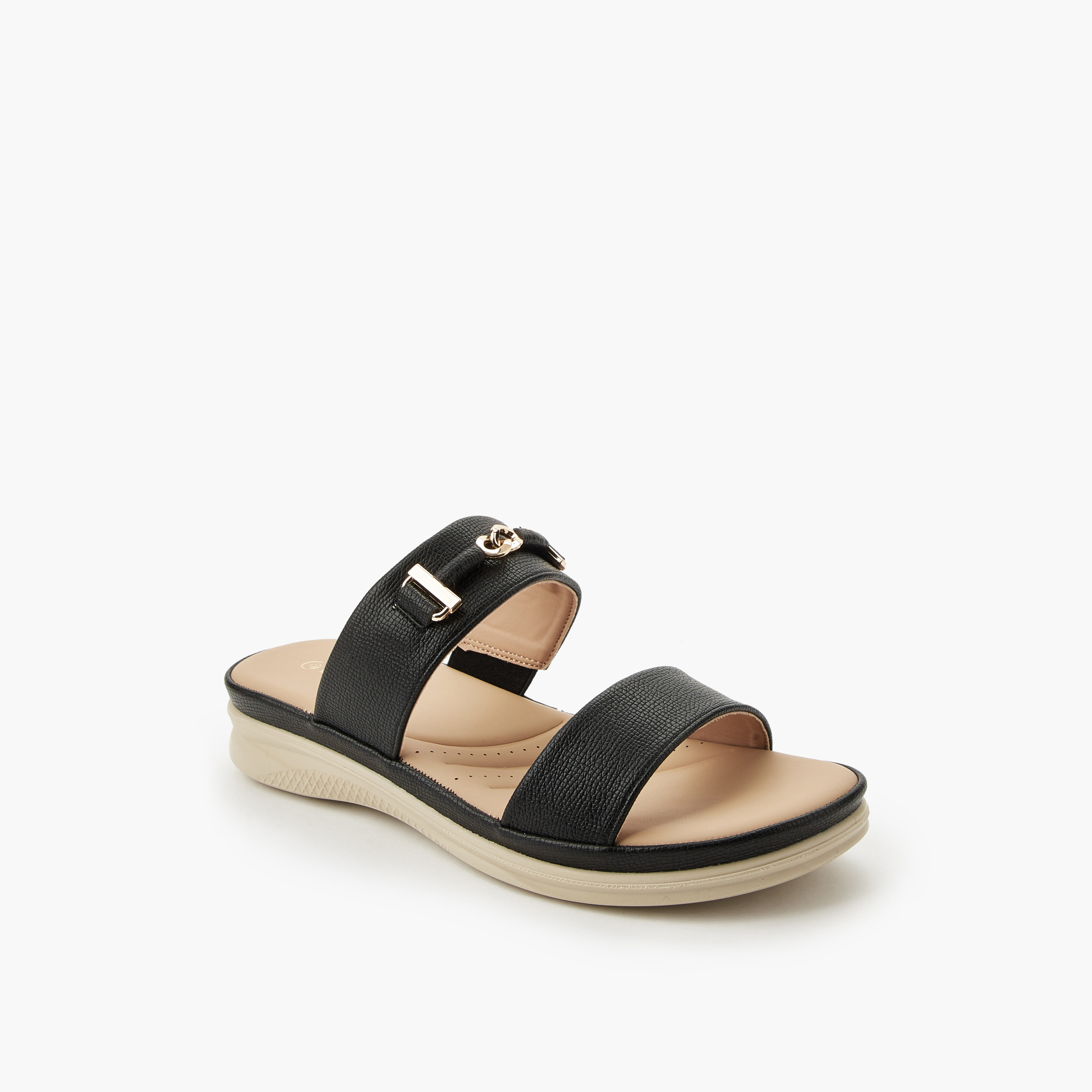 Le Confort Women Metallic Detail Slide Sandals-women-shoes-flats-sandals-image-2