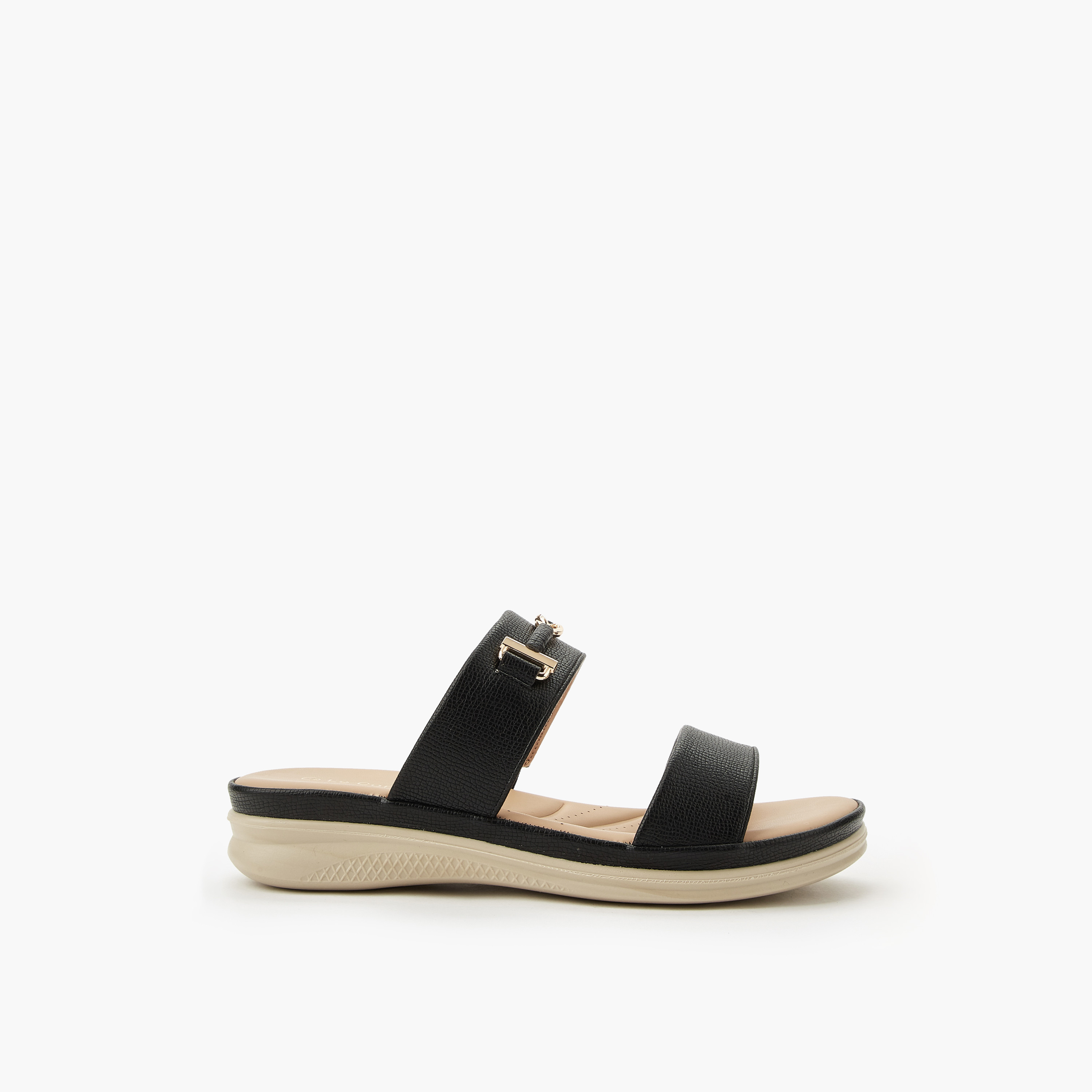 Le Confort Women Metallic Detail Slide Sandals-women-shoes-flats-sandals-image-3