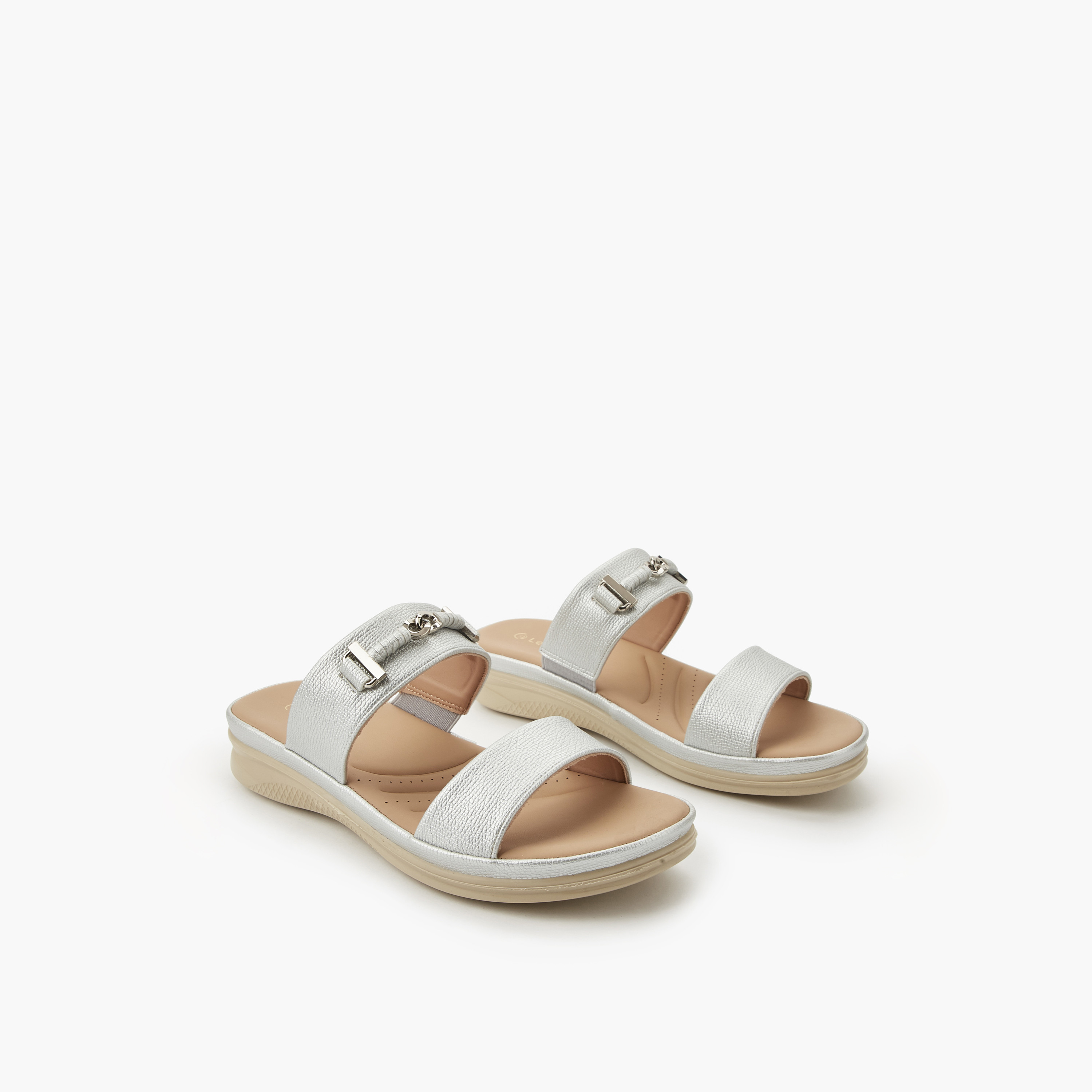 Le Confort Women Metallic Detail Slide Sandals-women-shoes-flats-sandals-image-1