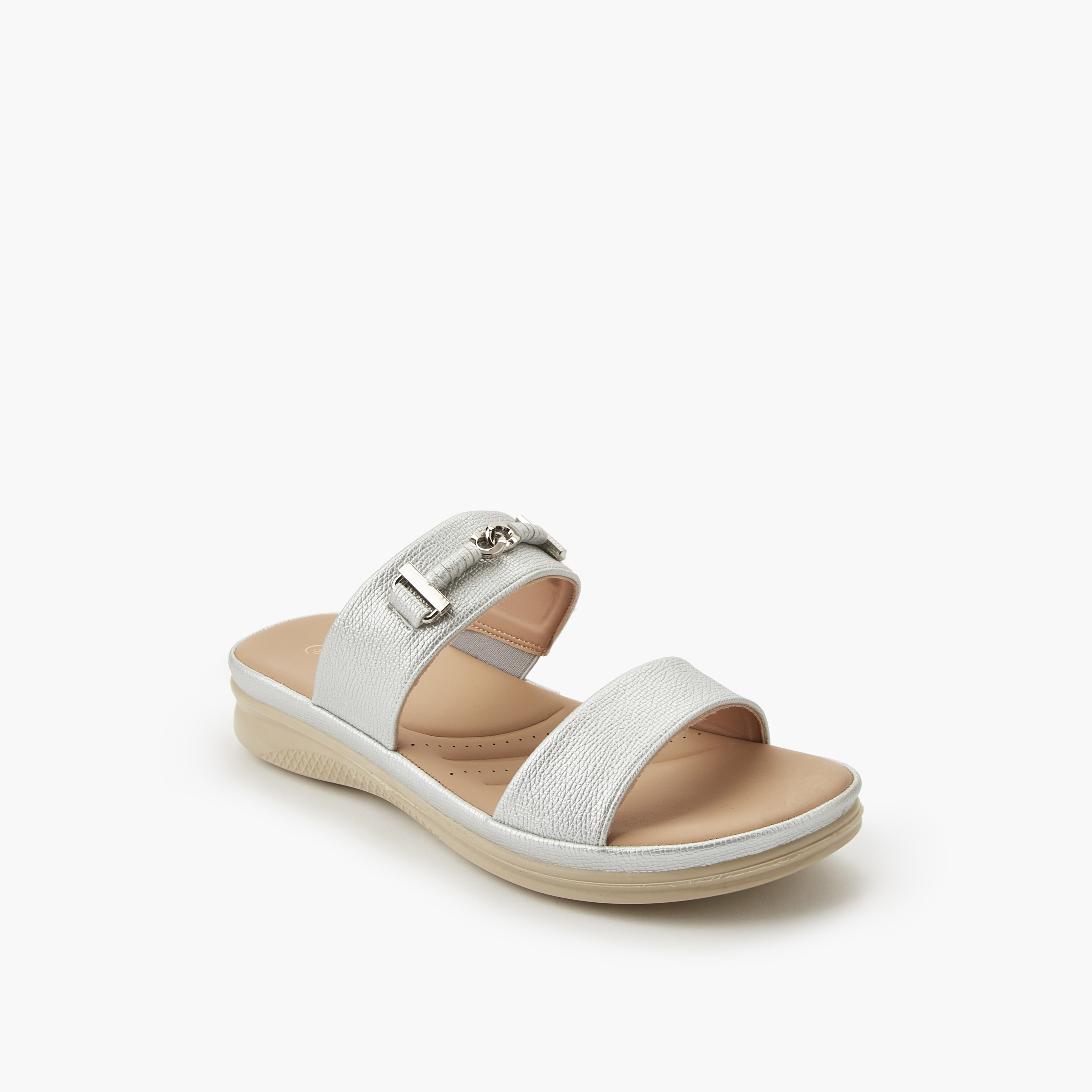 Le Confort Women Metallic Detail Slide Sandals-women-shoes-flats-sandals-image-2
