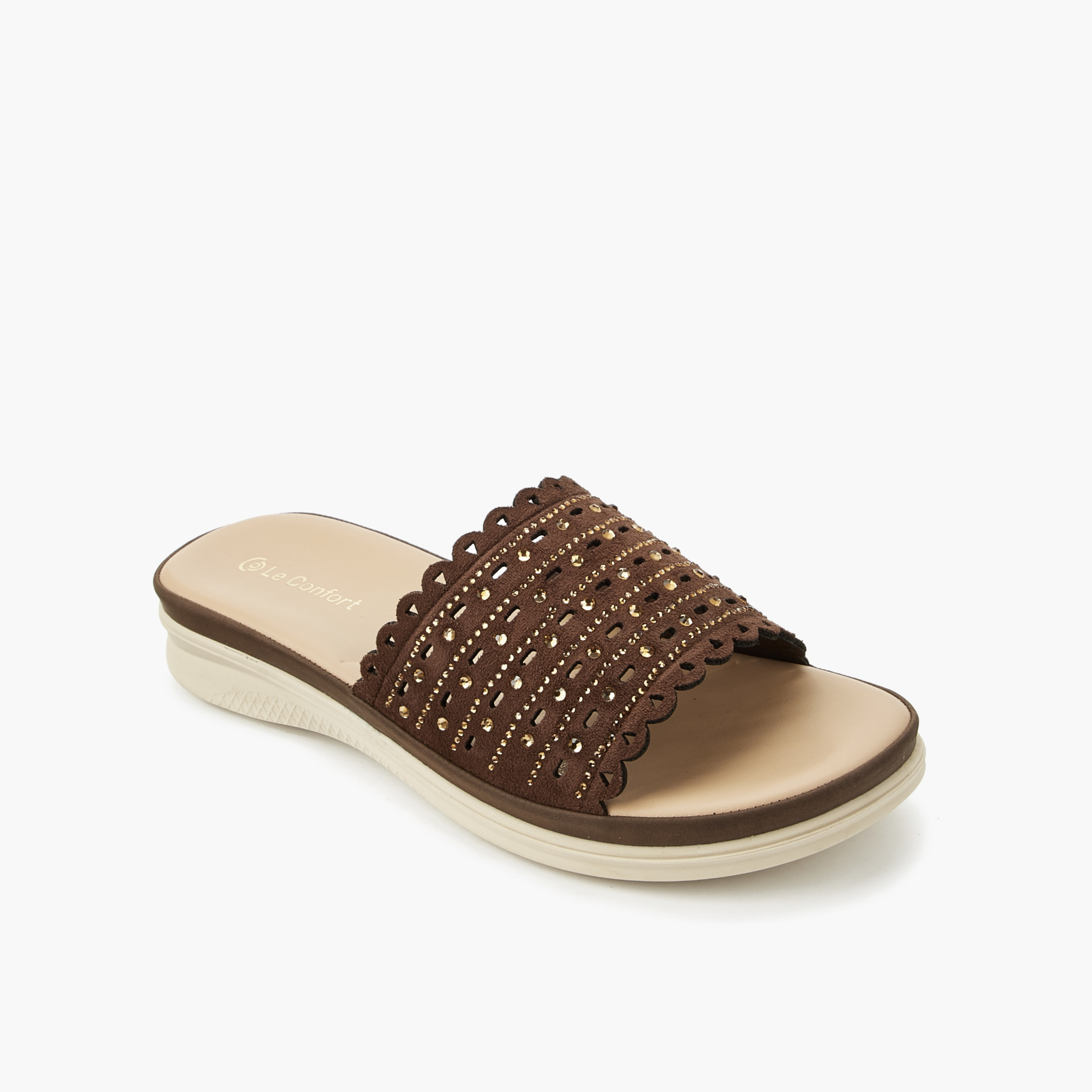 Le Confort Women Laser Cut Embellished Sandals-women-shoes-flats-sandals-image-2