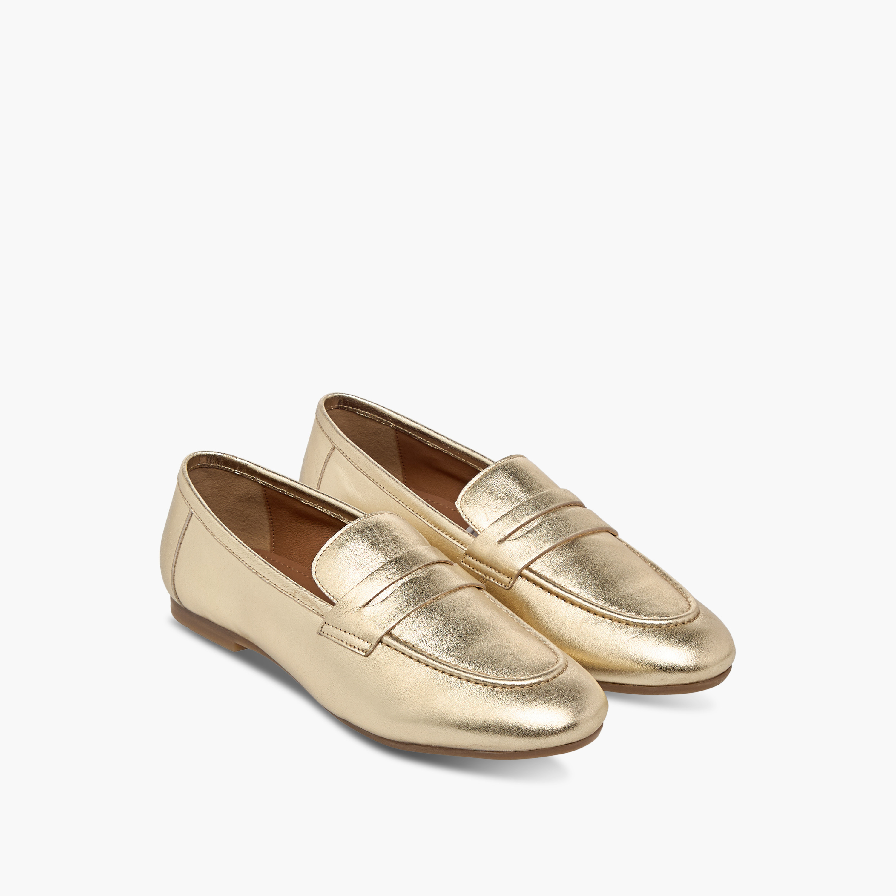 Paprika Metallic Slip-On Loafers with Cut-Out Detail-women-shoes-flats-loafers-image-1