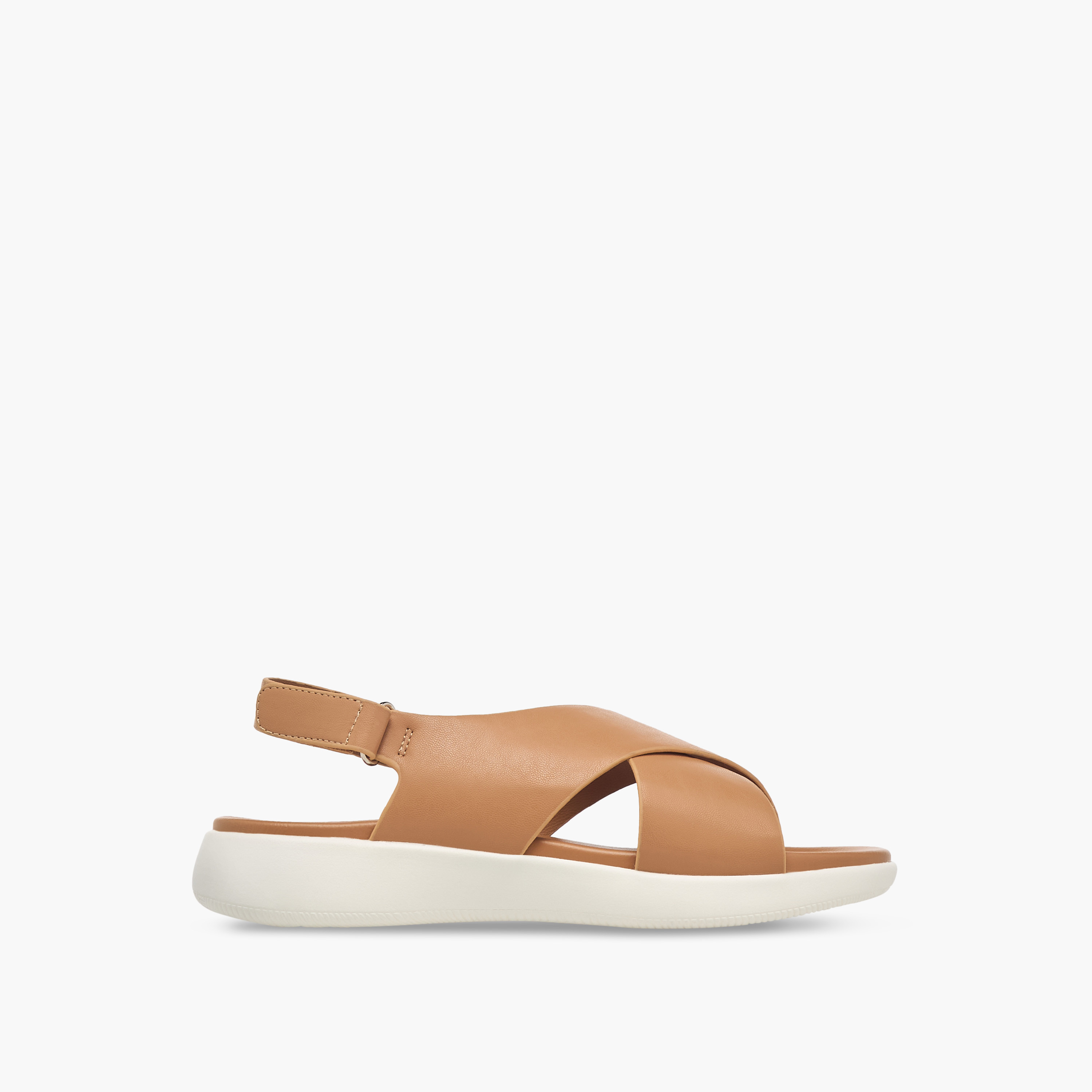 Le Confort Solid Cross Strap Comfort Sandals with Hook and Loop Closure-women-shoes-flats-sandals-image-3
