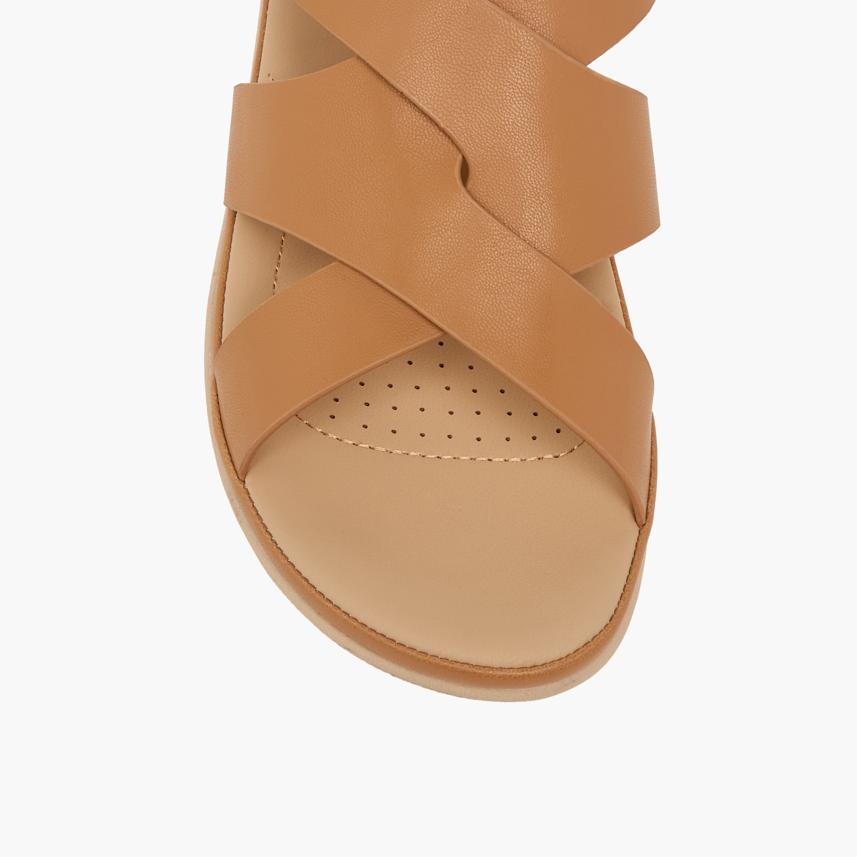 Le Confort Solid Cross Strap Comfort Sandals with Buckle Closure-women-shoes-flats-sandals-image-4