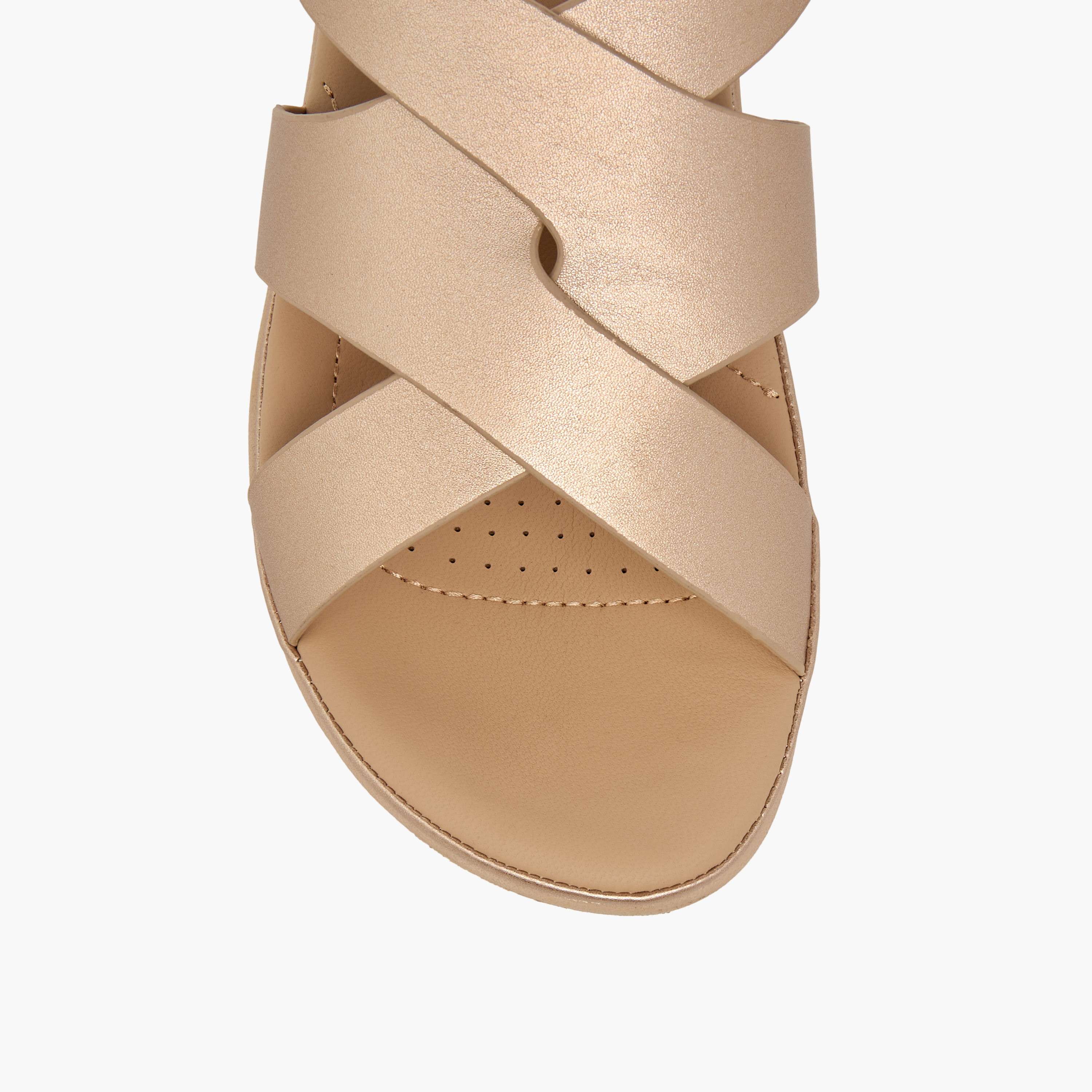 Le Confort Solid Cross Strap Comfort Sandals with Buckle Closure-women-shoes-flats-sandals-image-4