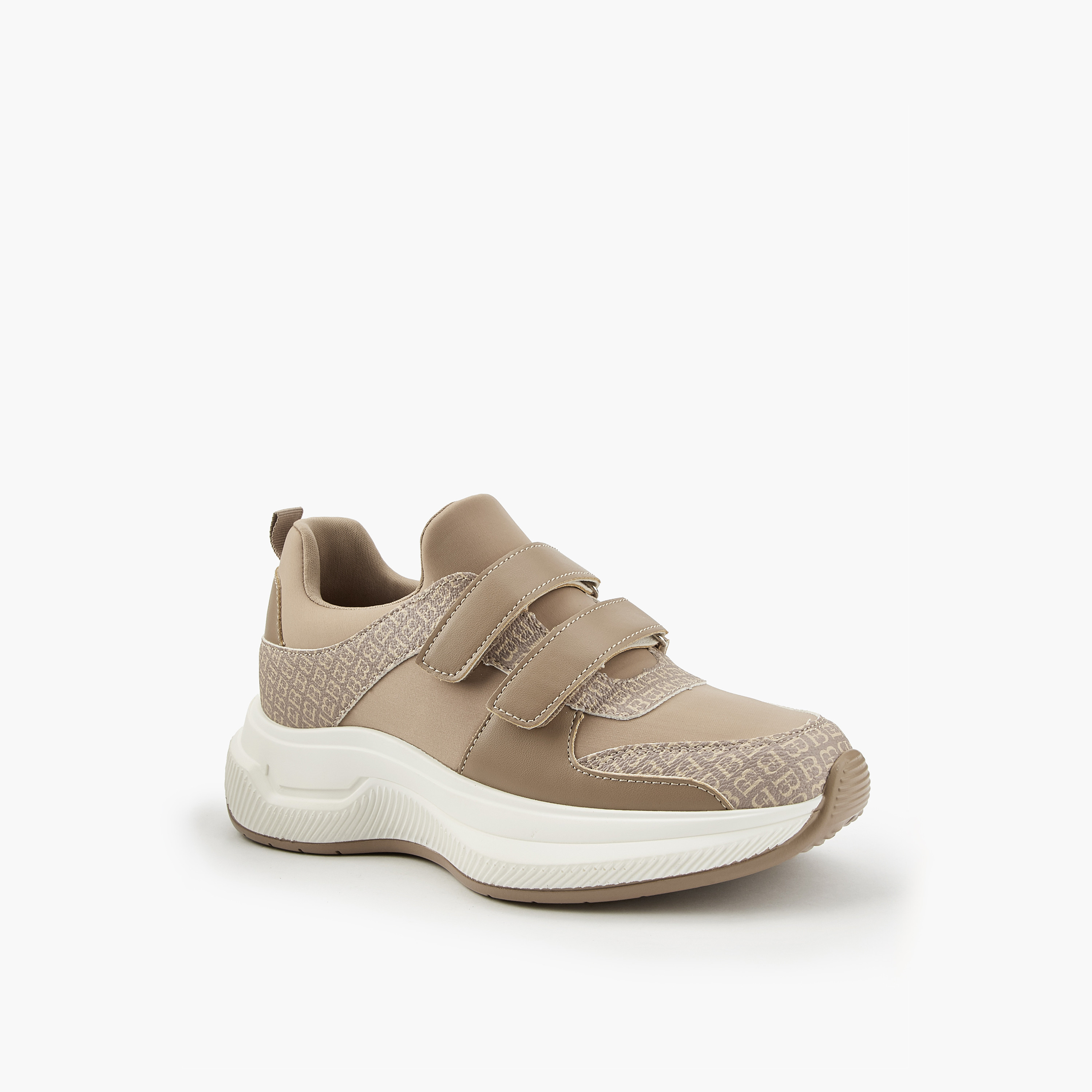 Flora Bella Monogram Print Sneakers with Hook and Loop Closure-women-shoes-sneakers-image-2