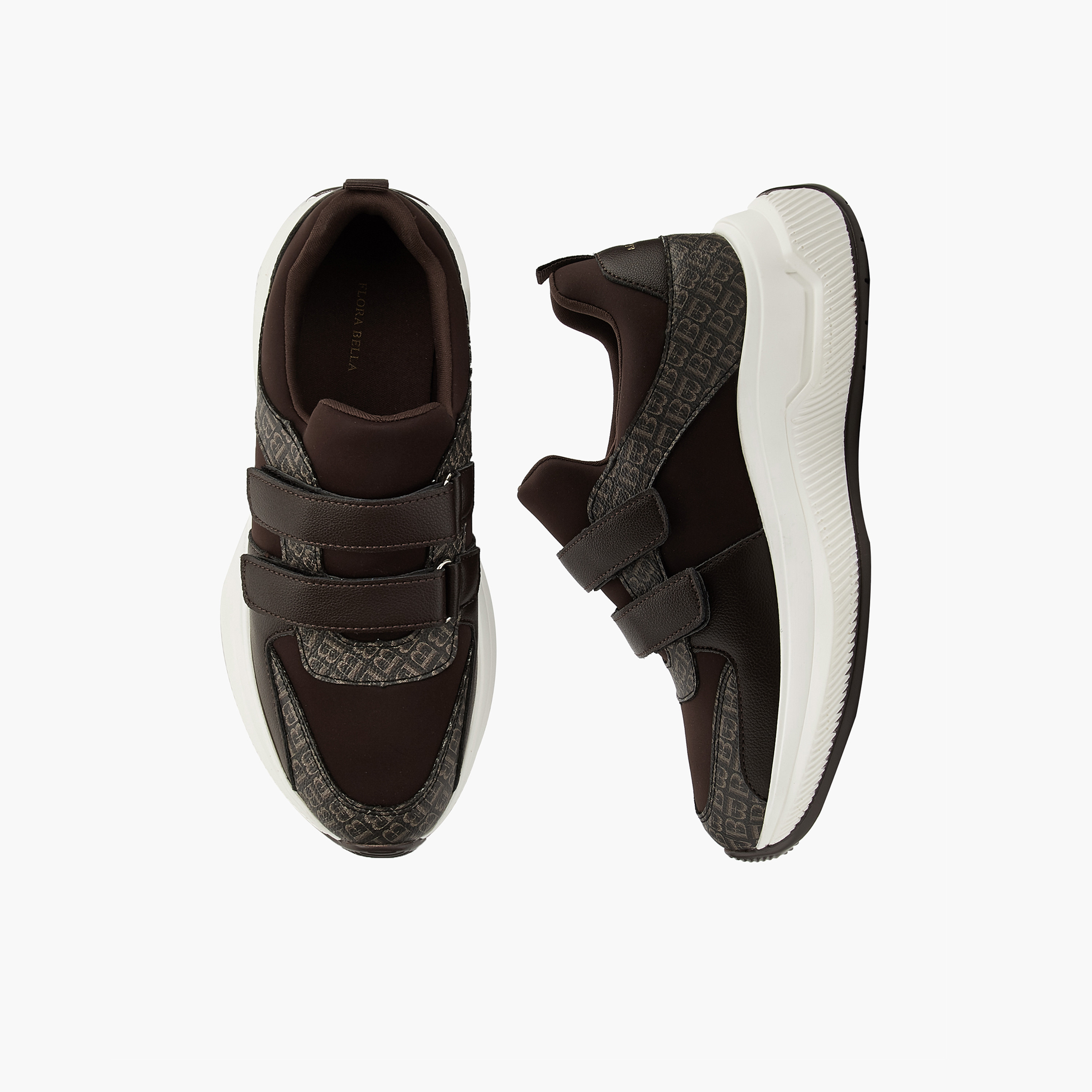 Flora Bella Monogram Print Sneakers with Hook and Loop Closure-women-shoes-sneakers-image-1