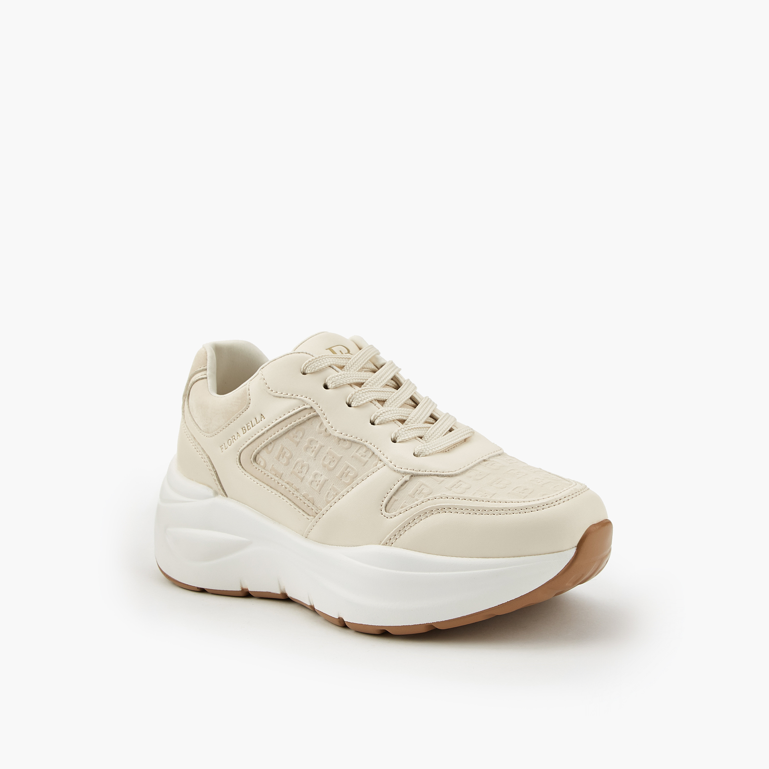 Flora Bella Monogram Embossed Sneakers with Hook and Loop Closure-women-shoes-sneakers-image-3