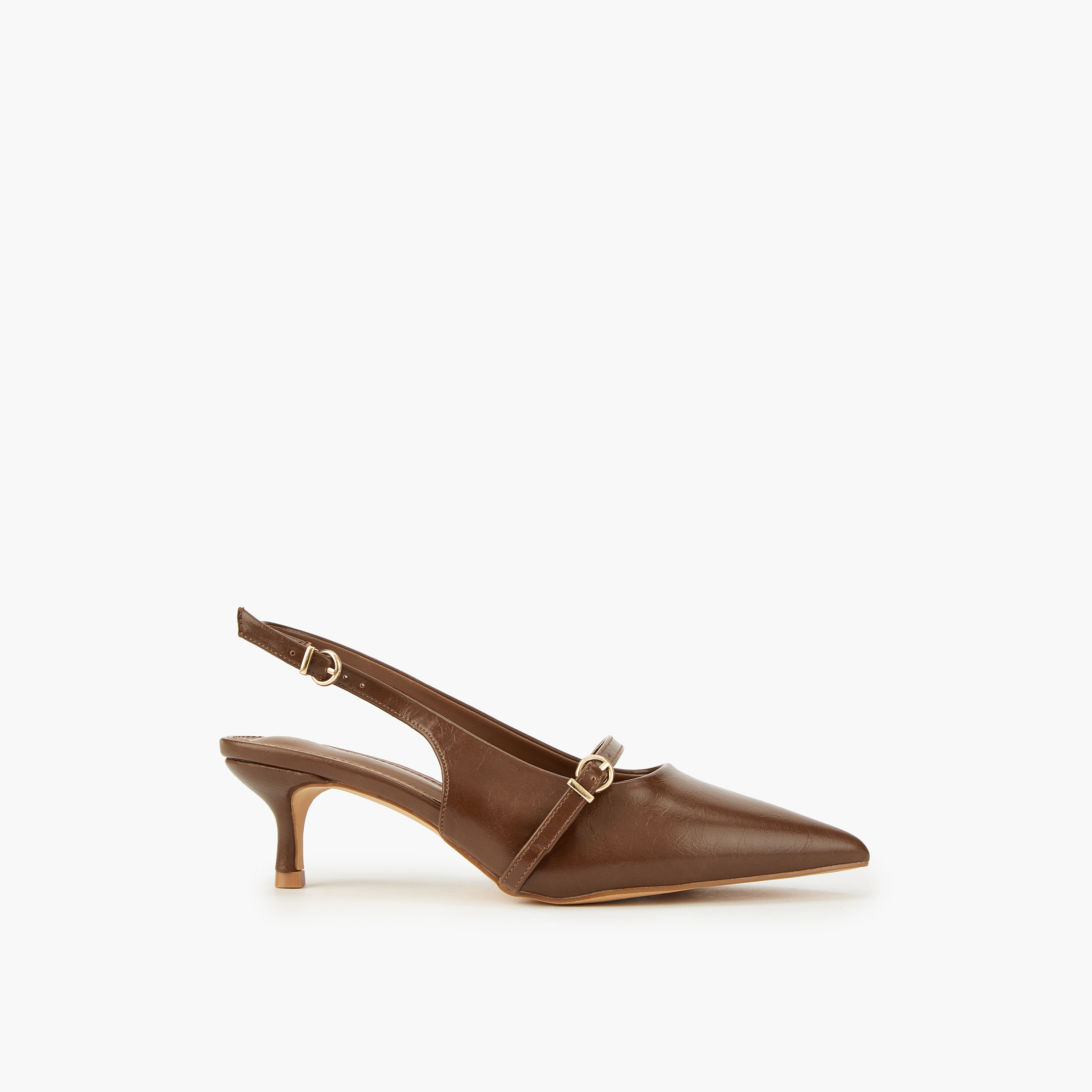 Flora Bella Solid Pointed Toe Shoes with Buckle Closure and Kitten Heels-women-shoes-heels-image-2