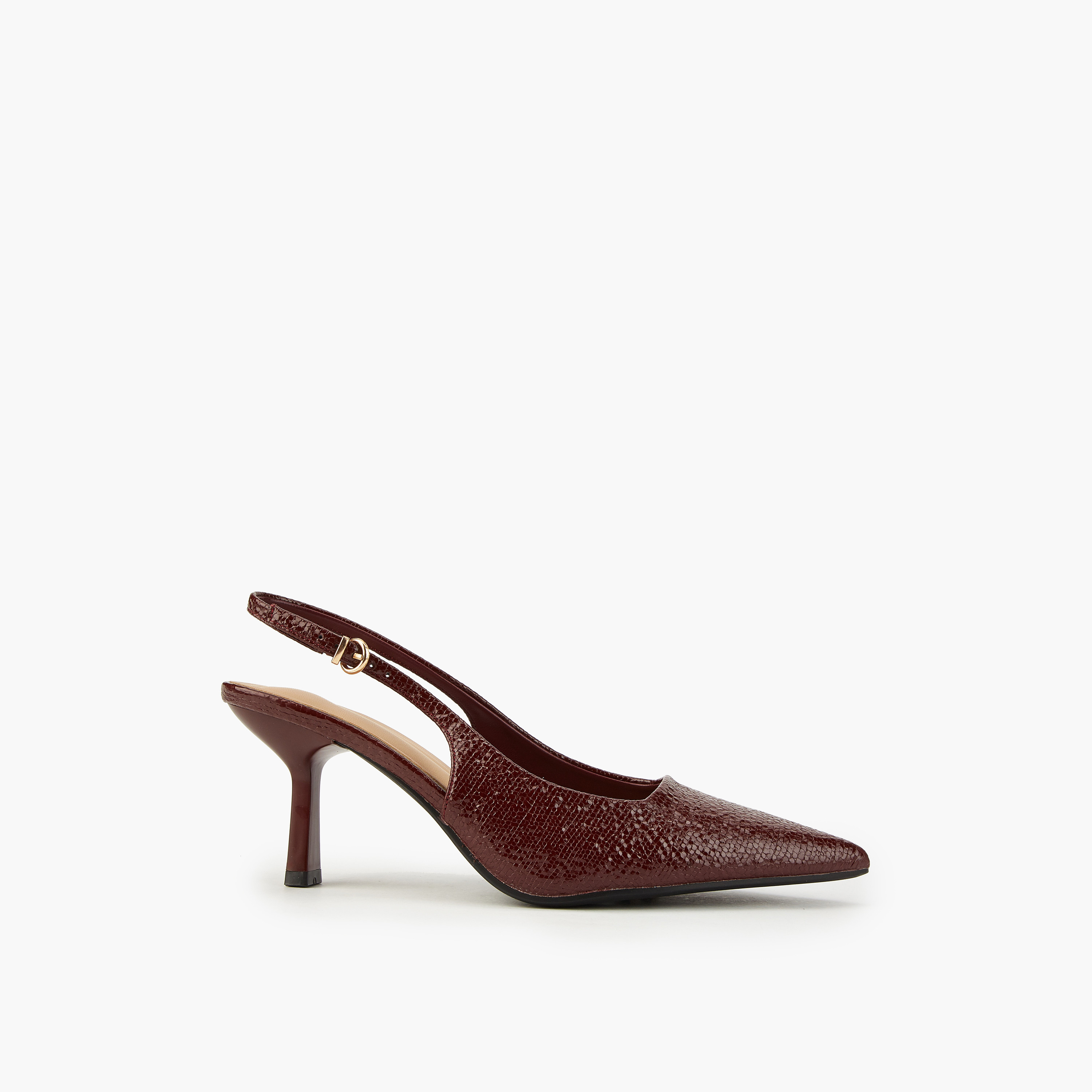 Flora Bella Textured Pointed Toe Shoes with Flared Heels-women-shoes-heels-image-2