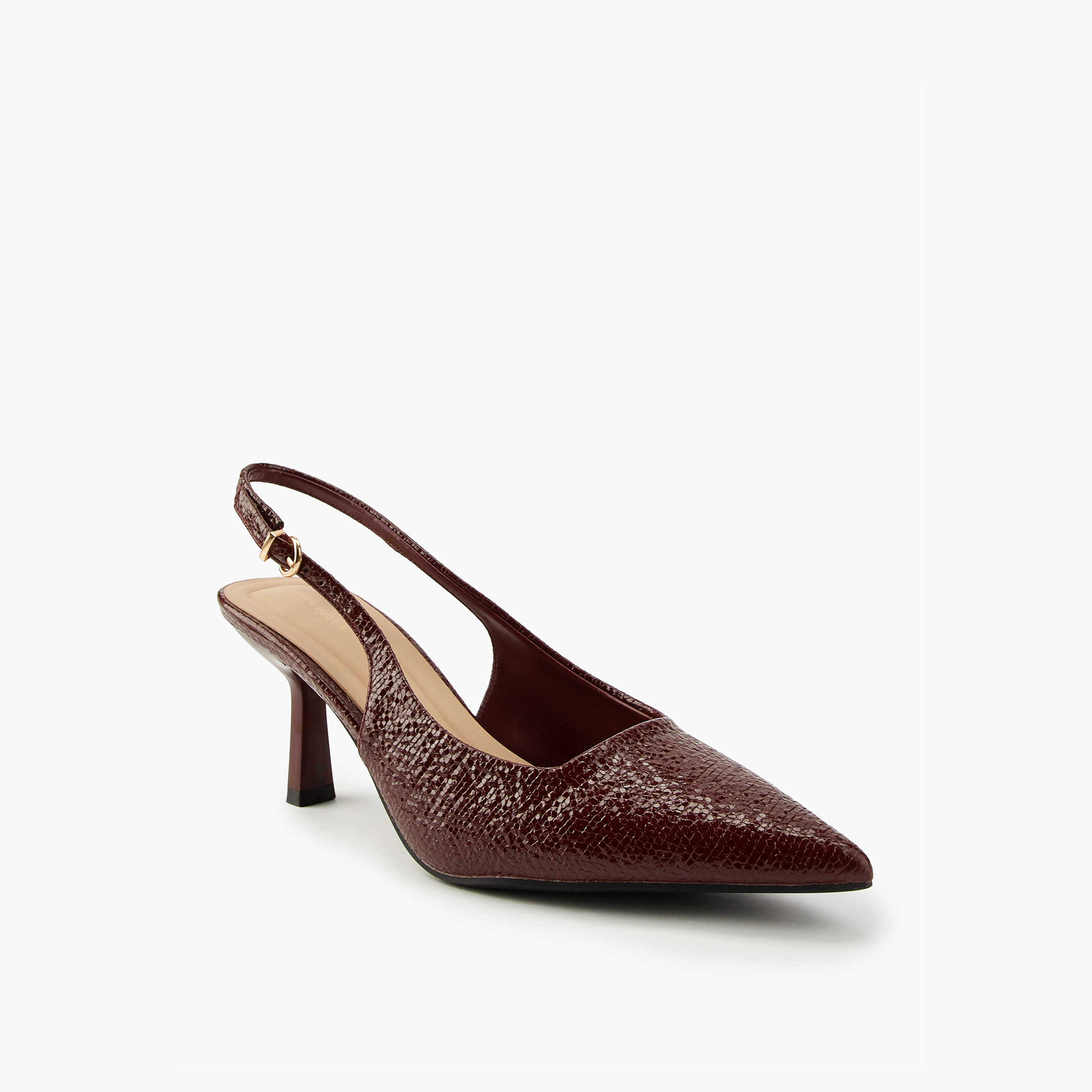 Flora Bella Textured Pointed Toe Shoes with Flared Heels-women-shoes-heels-image-3