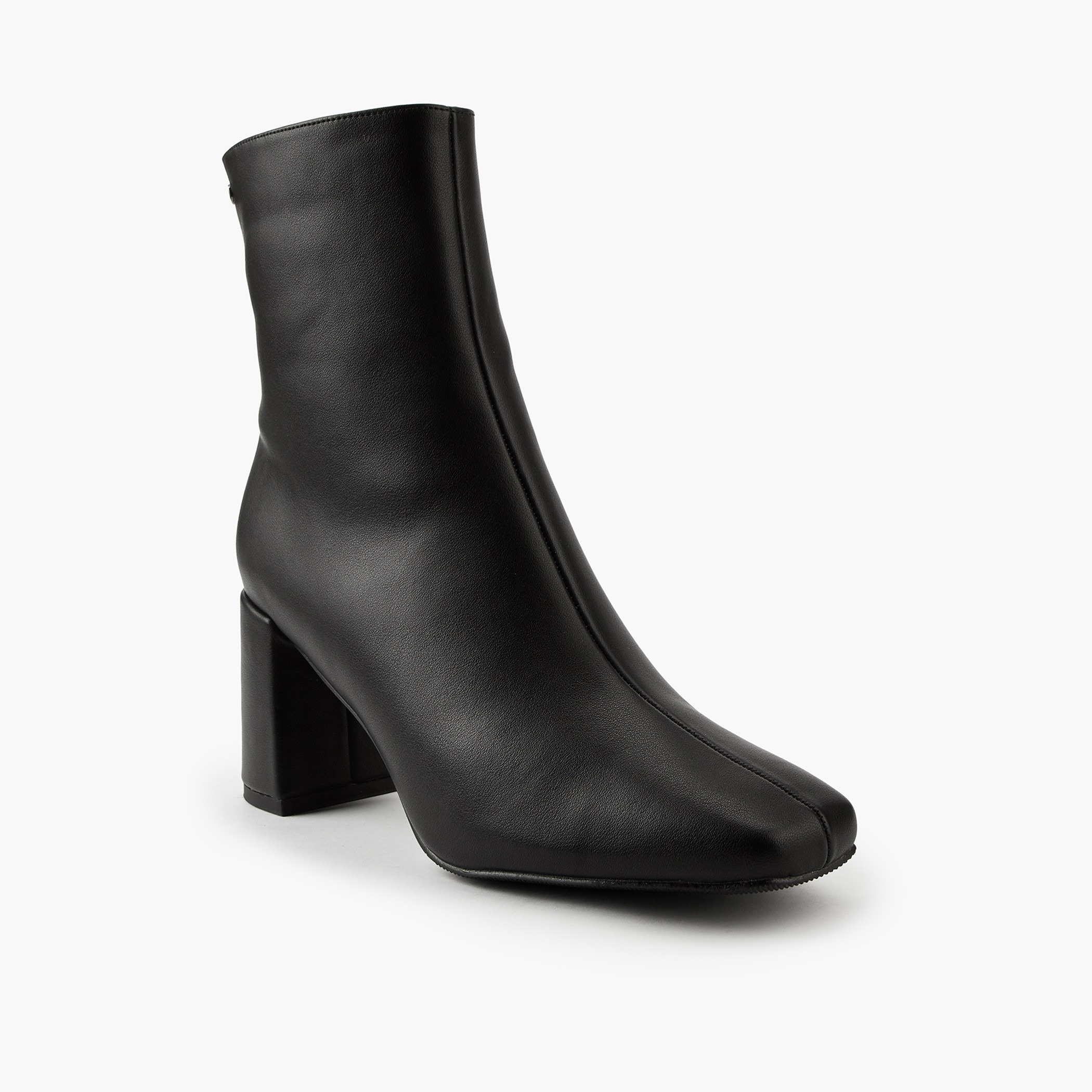 Flora Bella Solid Ankle Boots with Block Heels and Zip Closure-women-shoes-boots-image-1
