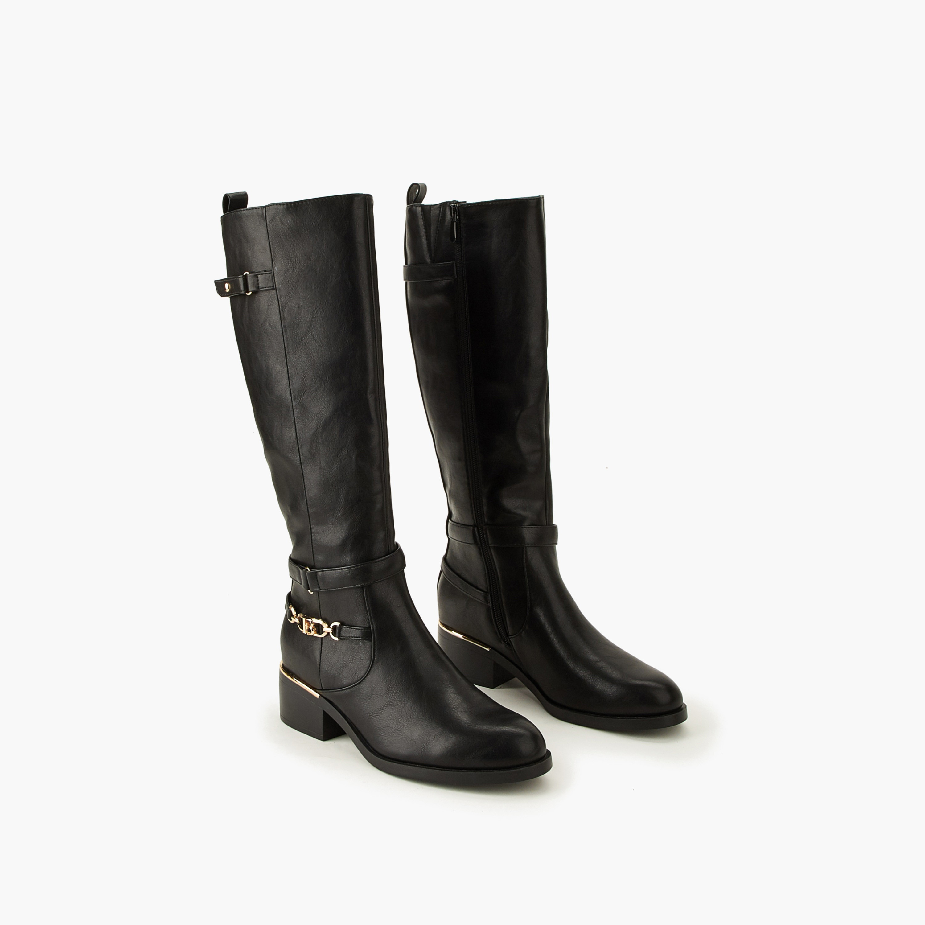 Flora Bella Women Chain Accent High Shaft Boots-women-shoes-boots-image-1