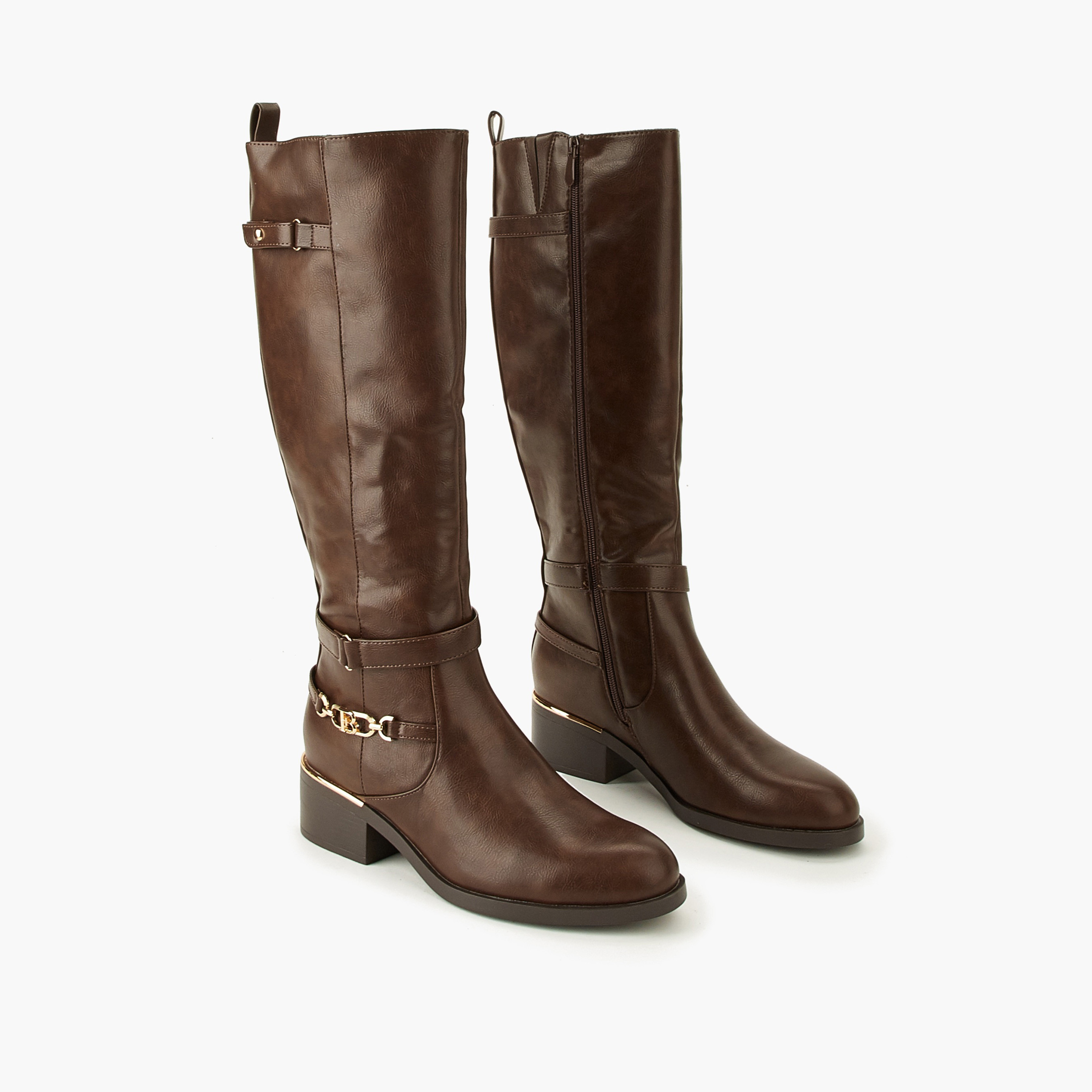 Flora Bella Women Chain Accent High Shaft Boots-women-shoes-boots-image-1