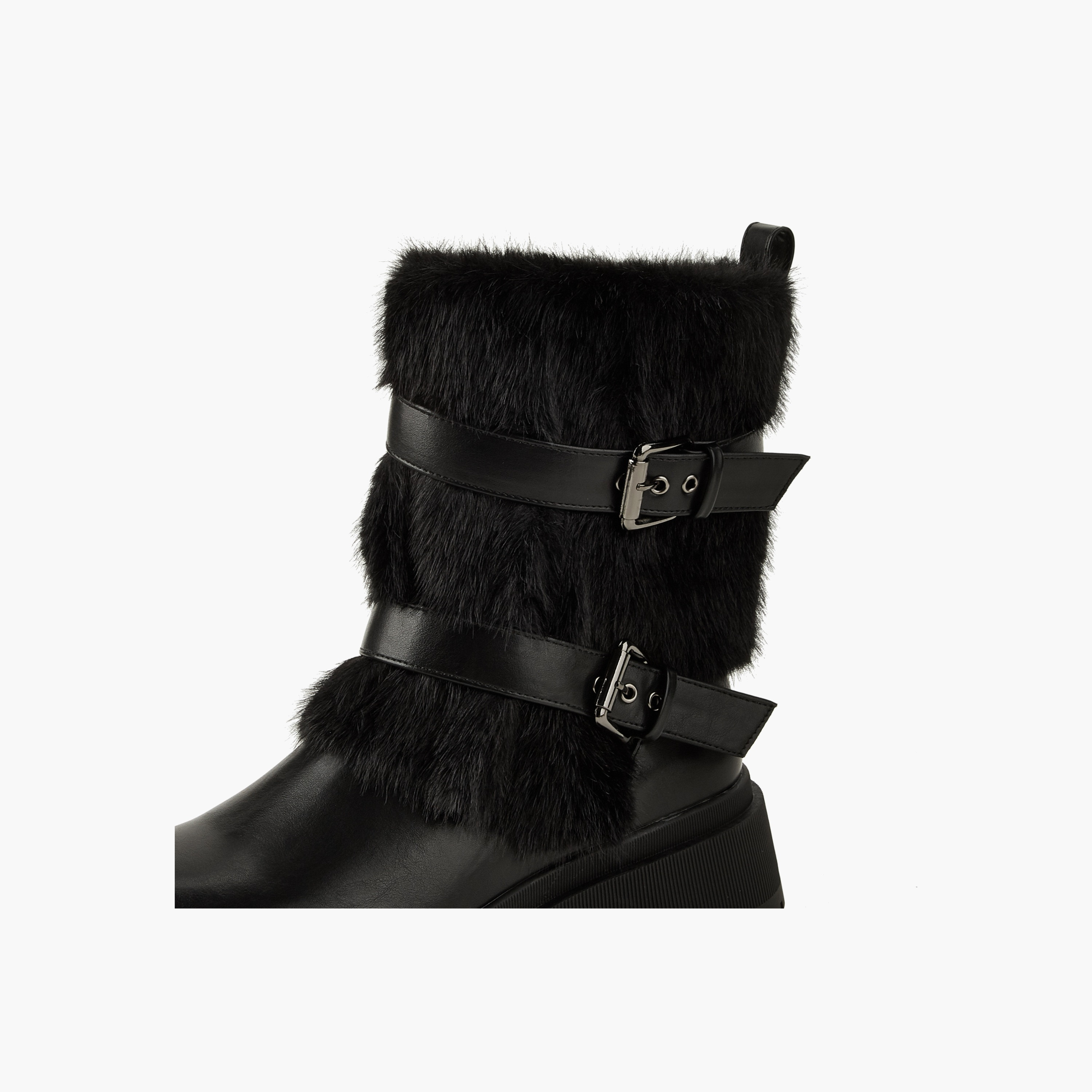 Flora Bella Women Faux Fur Trim Buckled Ankle Boots-women-shoes-boots-image-4