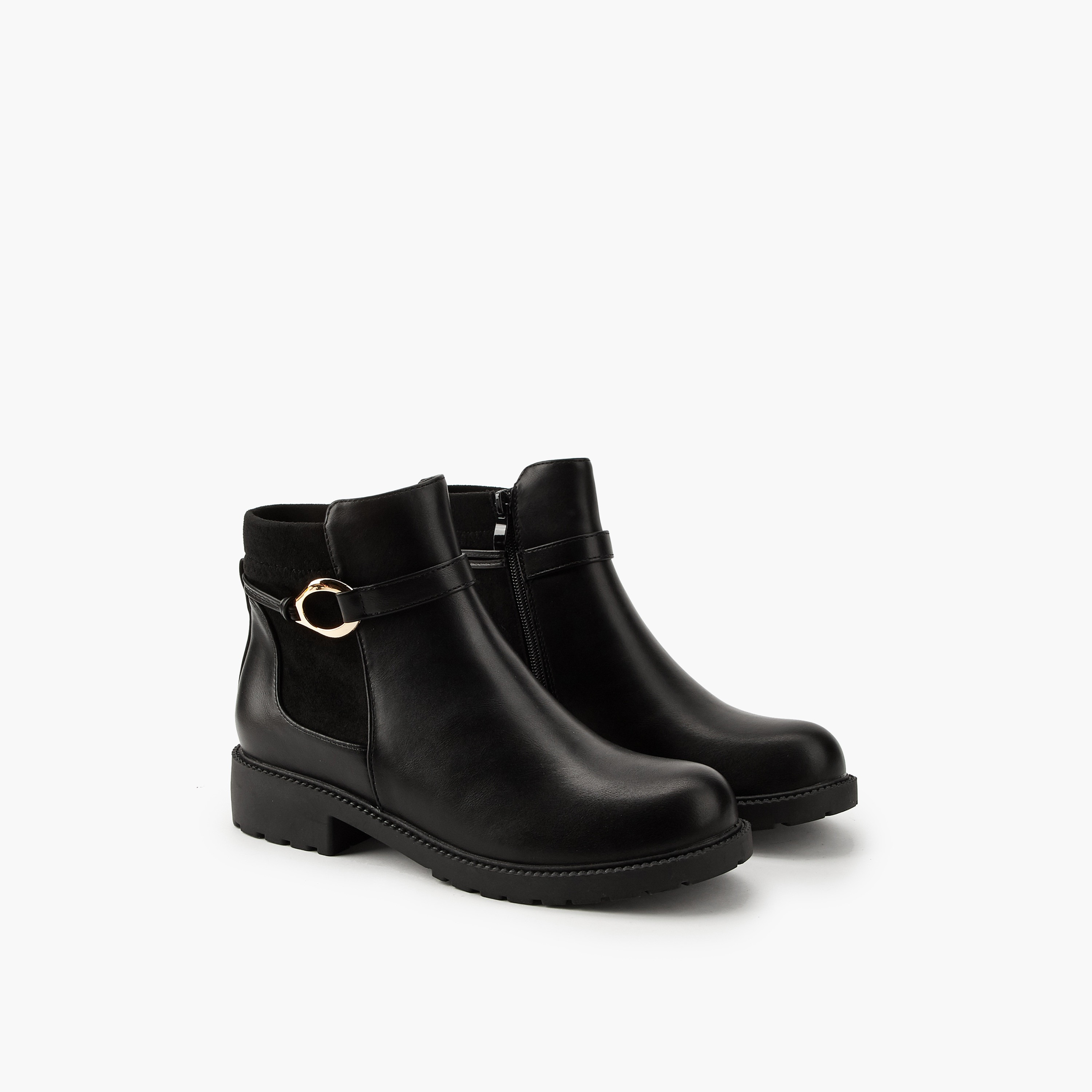 بوت طول الكاحل بتفاصيل إبزيم للنساء من فلورا بيلا-women-shoes-boots-image-1
