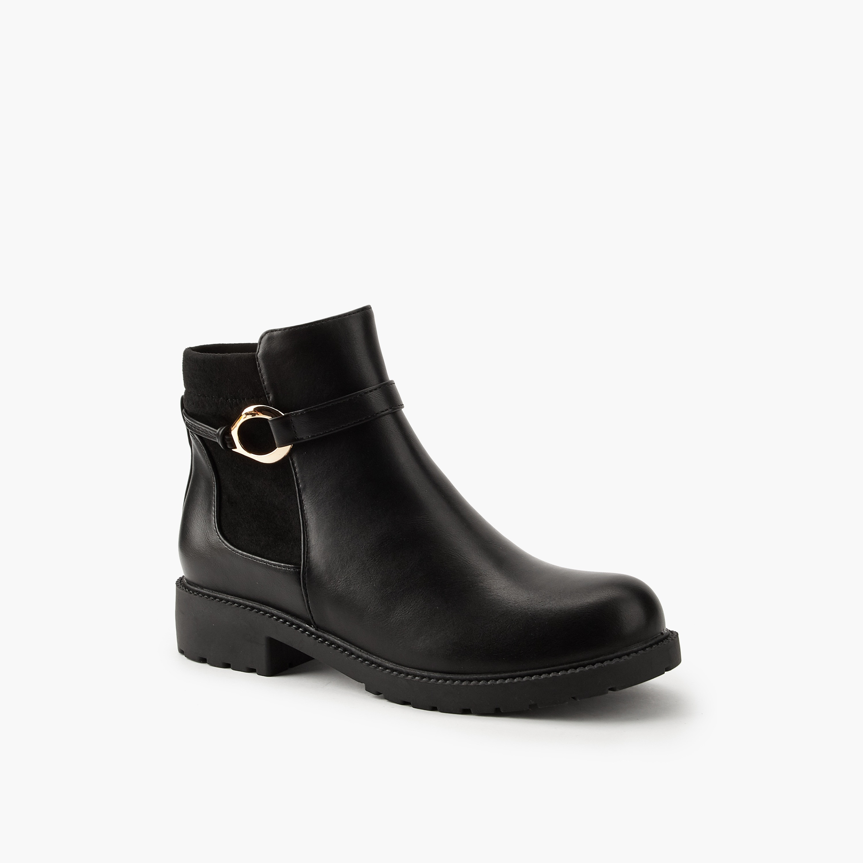 بوت طول الكاحل بتفاصيل إبزيم للنساء من فلورا بيلا-women-shoes-boots-image-3