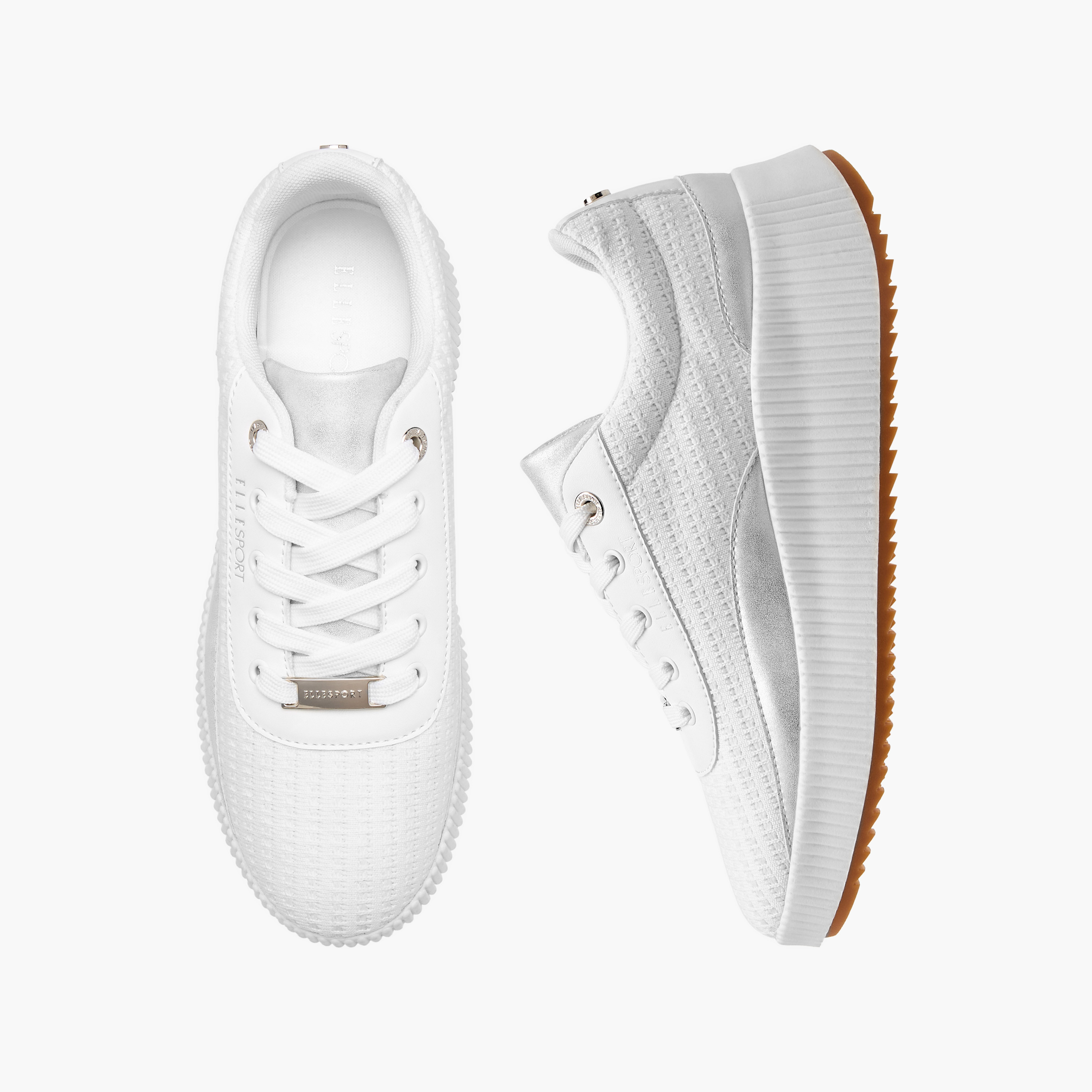 Elle Women's Textured Sneakers with Chunky Sole and Lace-Up Closure-women-shoes-sneakers-image-1