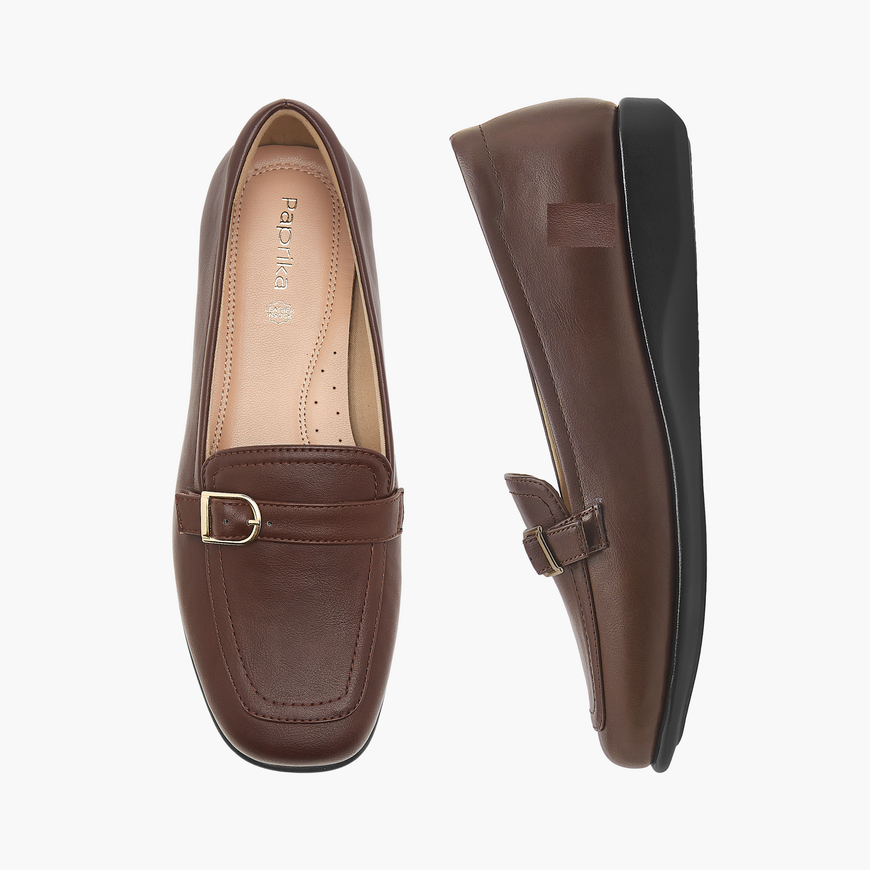 Paprika Solid Slip-On Comfort Loafers with Metal Accent-women-shoes-flats-loafers-image-1
