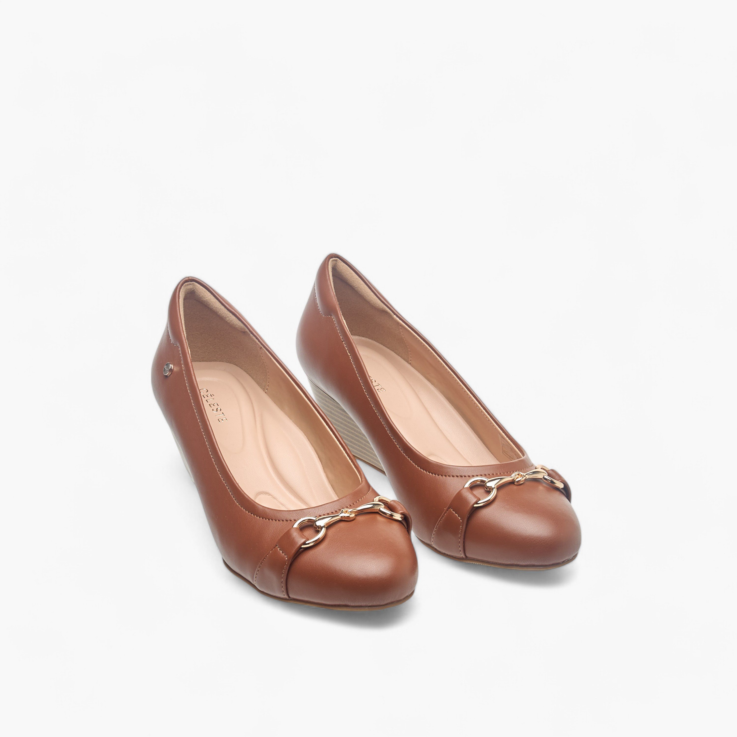 Celeste Women's Metal Accent Slip-On Ballerina Shoes with Wedge Heels-women-shoes-heels-image-1
