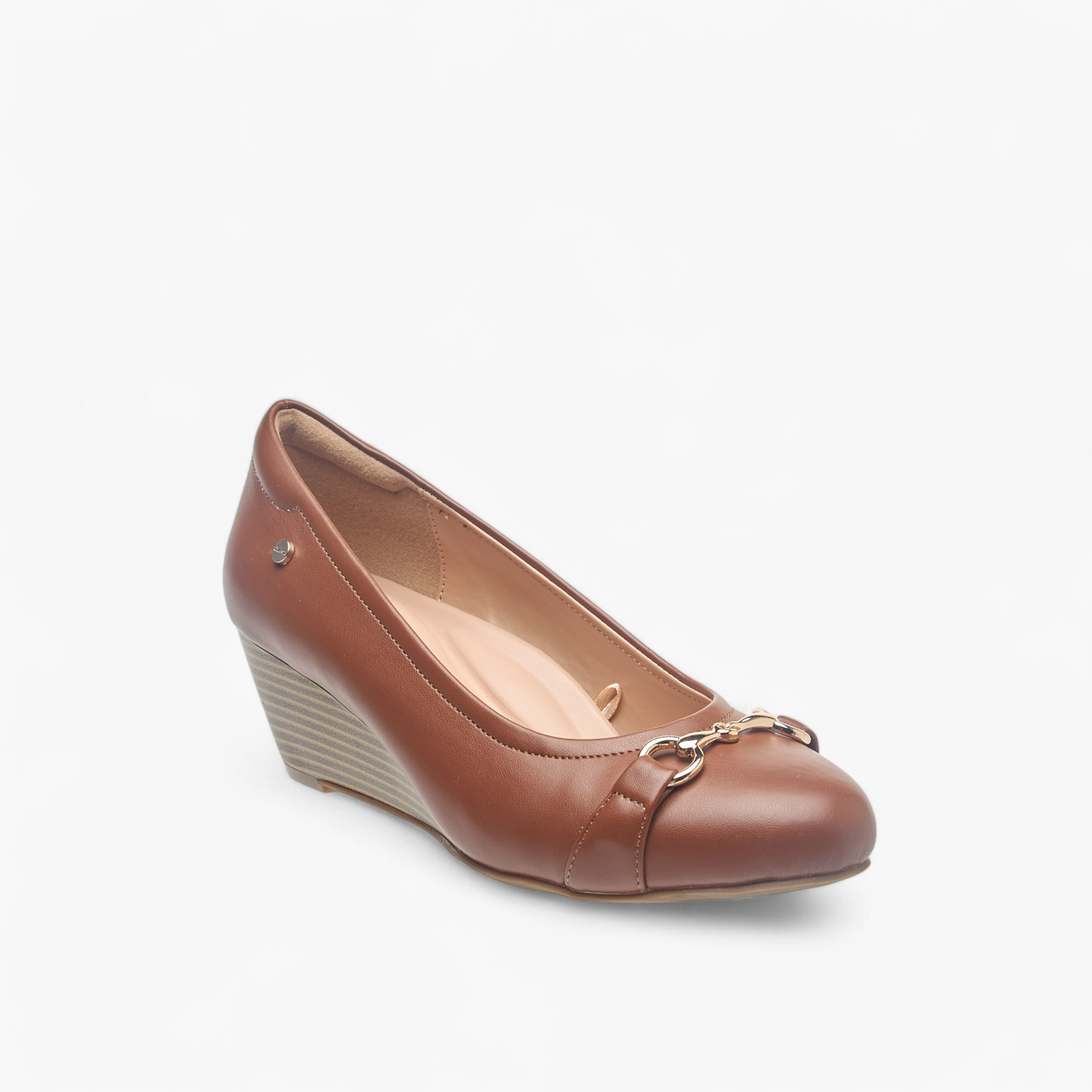 Celeste Women's Metal Accent Slip-On Ballerina Shoes with Wedge Heels-women-shoes-heels-image-2
