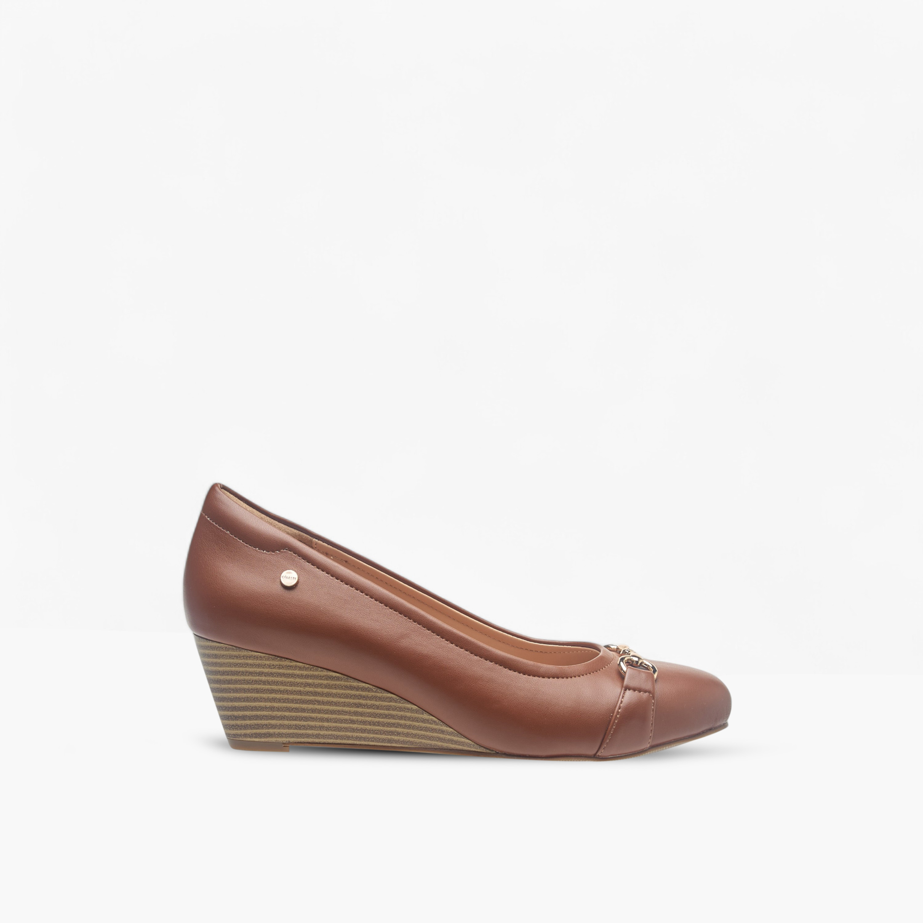 Celeste Women's Metal Accent Slip-On Ballerina Shoes with Wedge Heels-women-shoes-heels-image-3