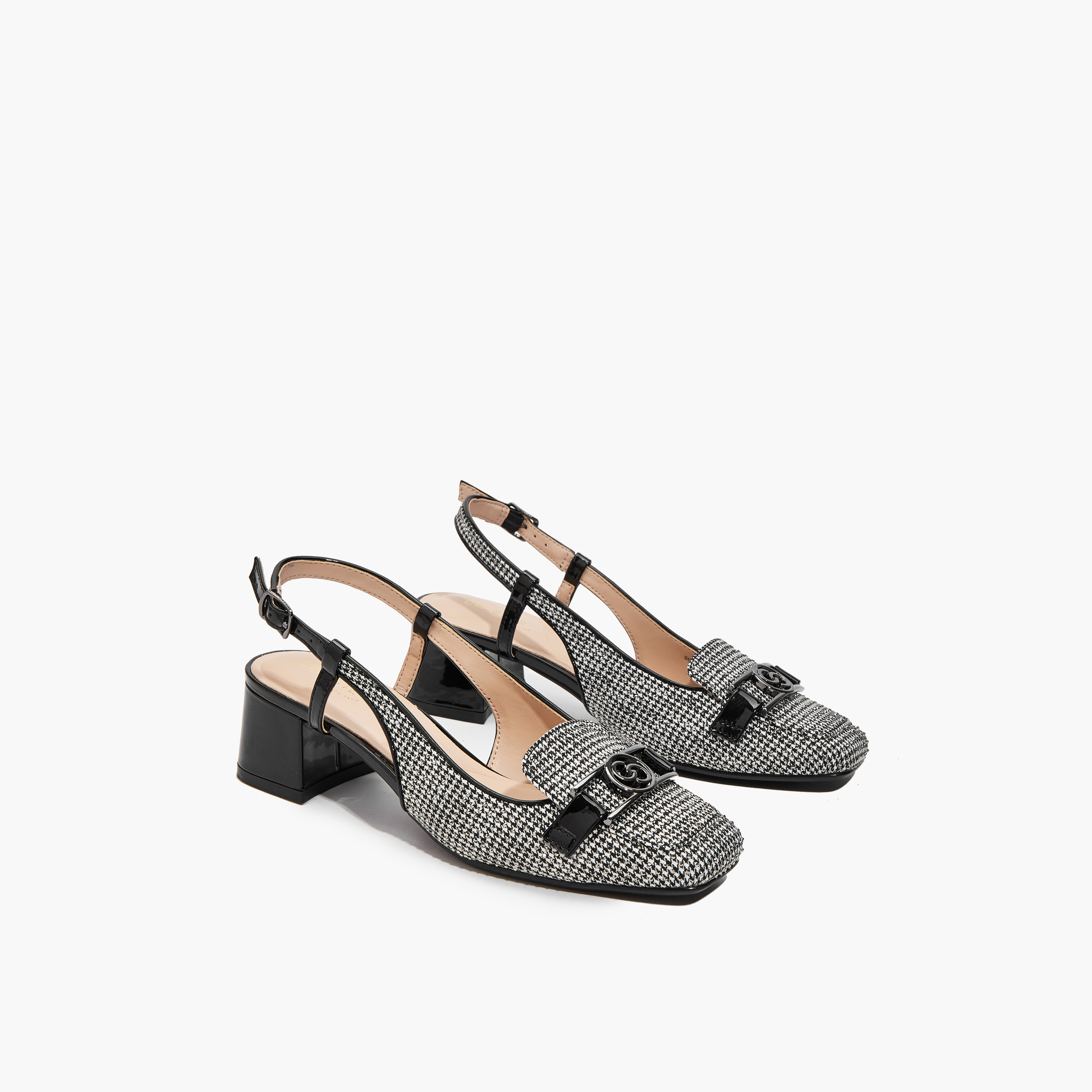 Celeste Women Checked Block Heel Sandals-women-shoes-heels-image-1