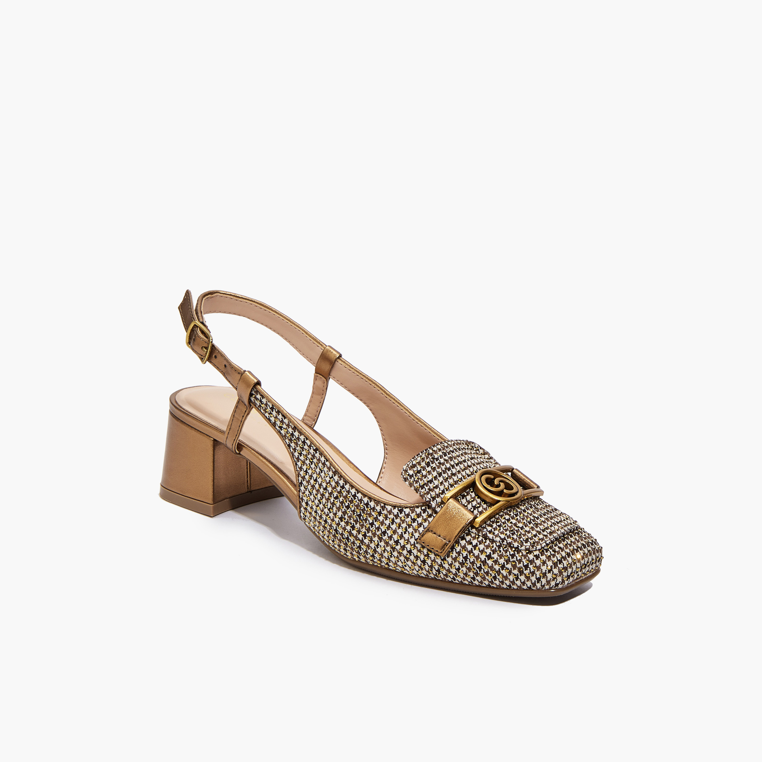 Celeste Women Checked Block Heel Sandals-women-shoes-heels-image-3
