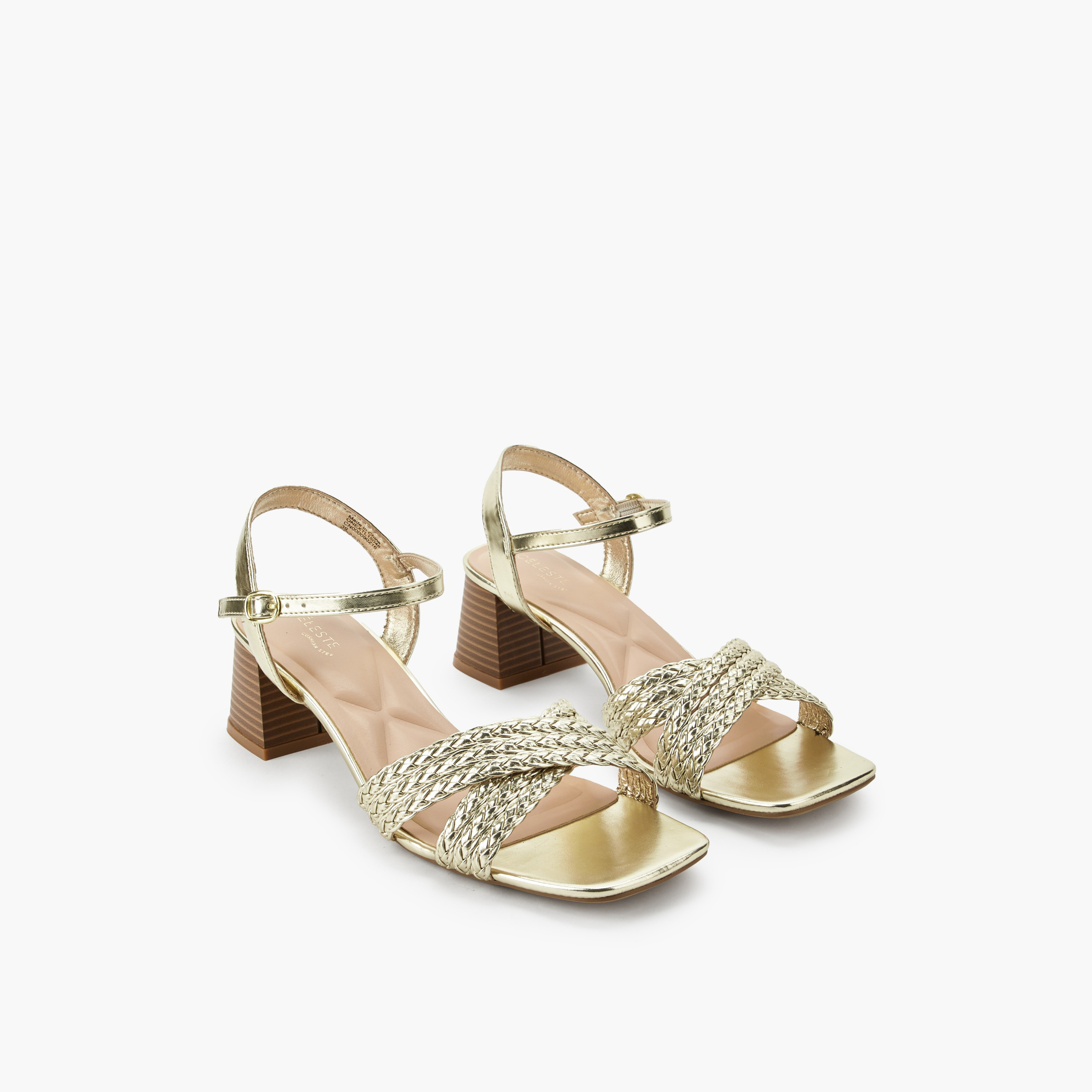 صندل بأحزمة متقاطعة مجدولة وكعب عريض للنساء من سيليست-women-shoes-sandals-heeled-image-1