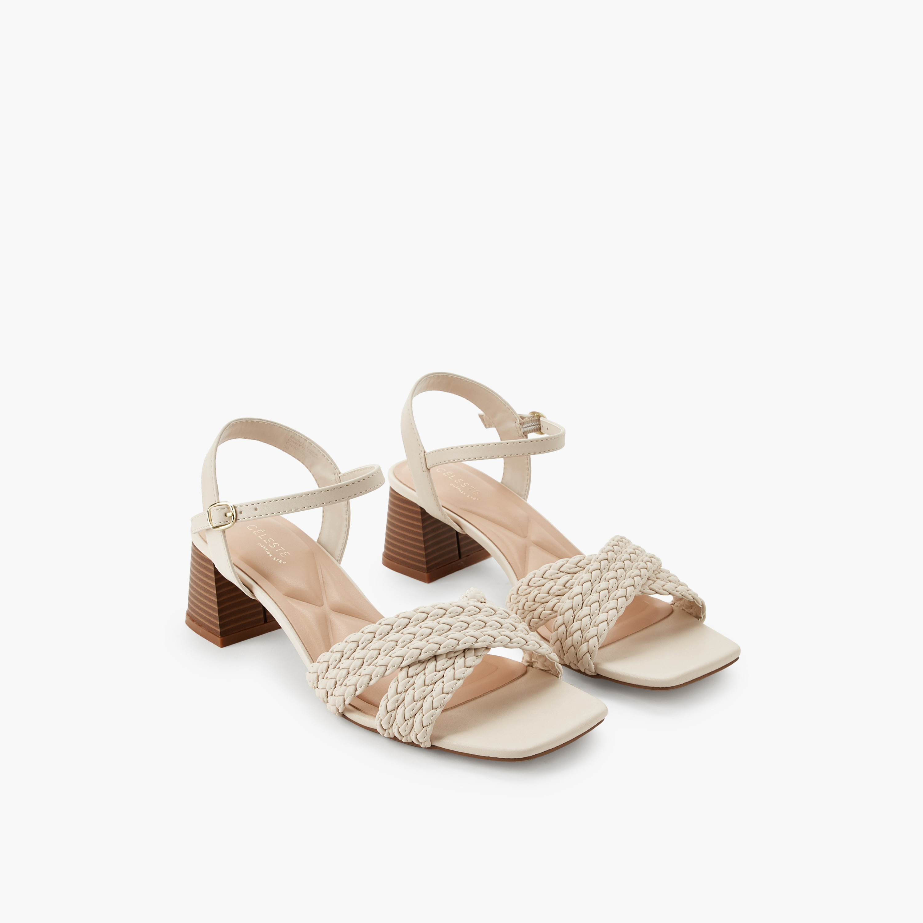 صندل بأحزمة متقاطعة مجدولة وكعب عريض للنساء من سيليست-women-shoes-sandals-heeled-image-1