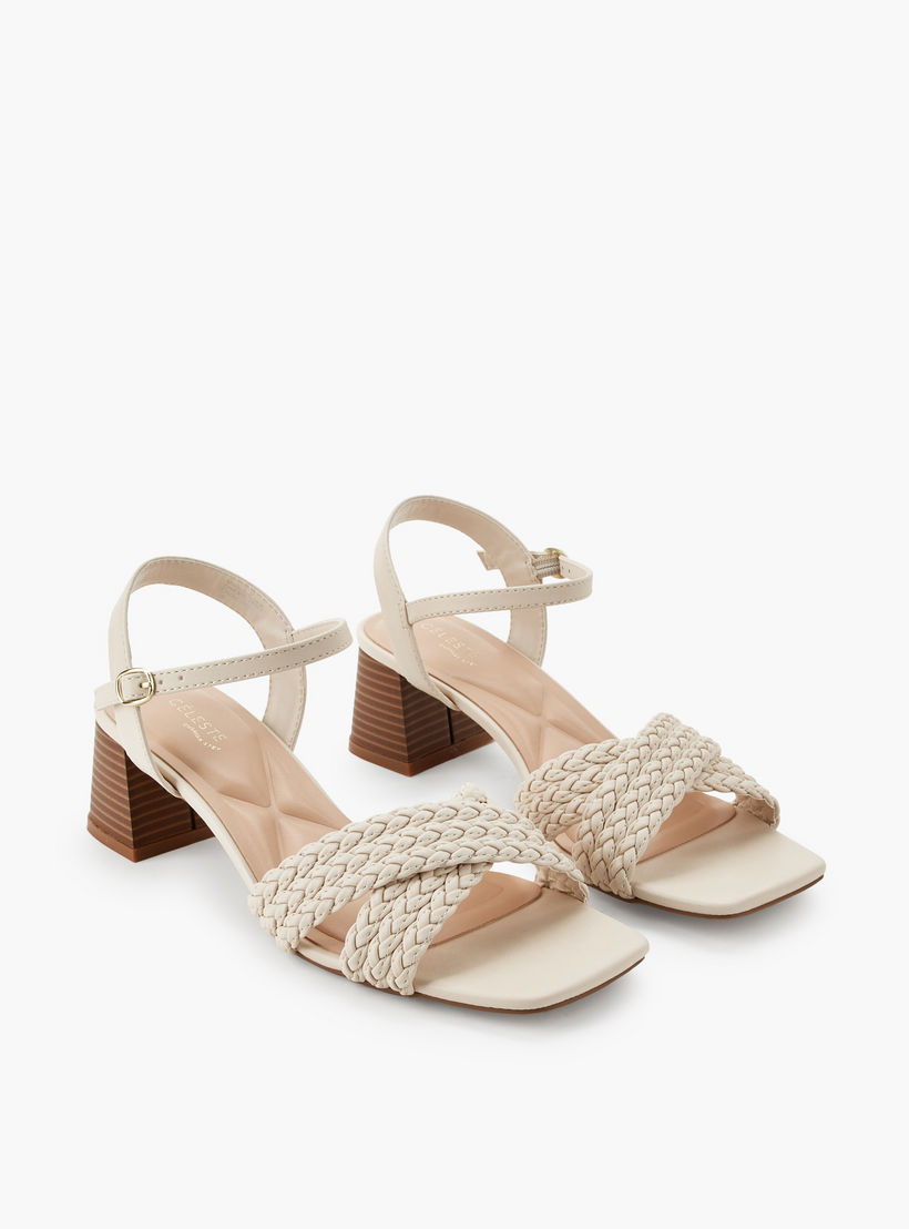 صندل بأحزمة متقاطعة مجدولة وكعب عريض للنساء من سيليست-women-shoes-sandals-heeled-image-1