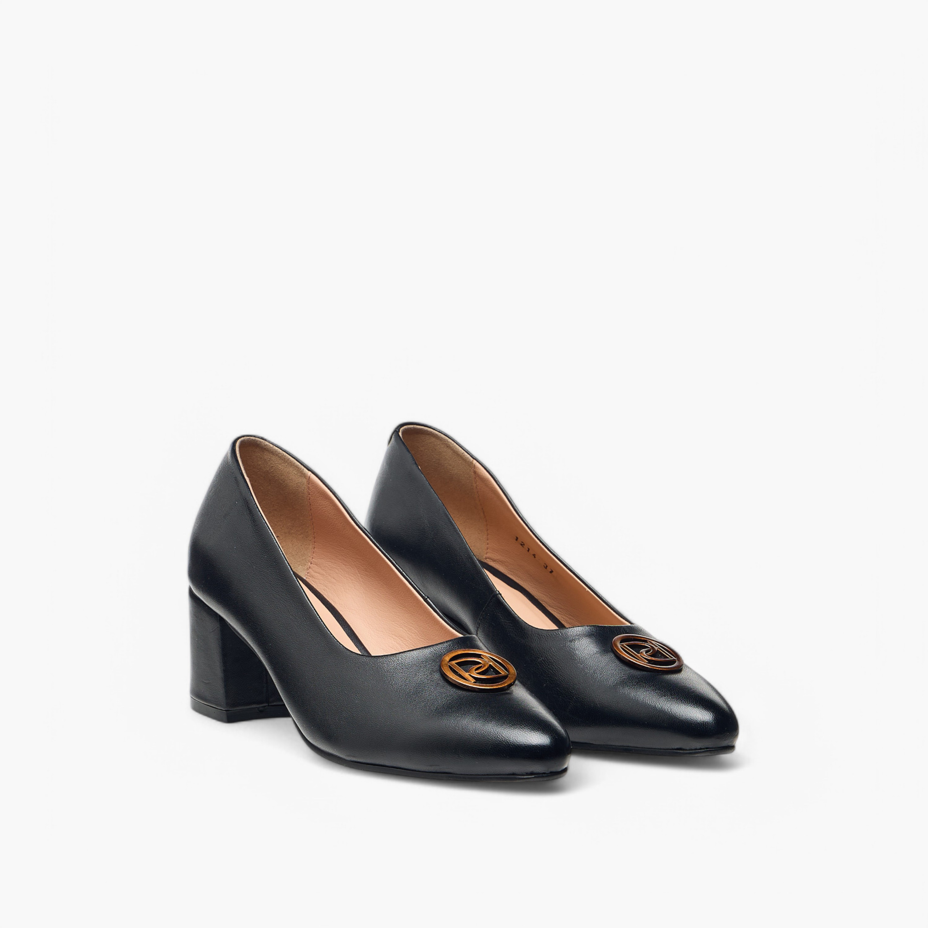 Paprika Solid Slip-On Leather Pumps with Block Heels-women-shoes-sandals-heeled-image-1