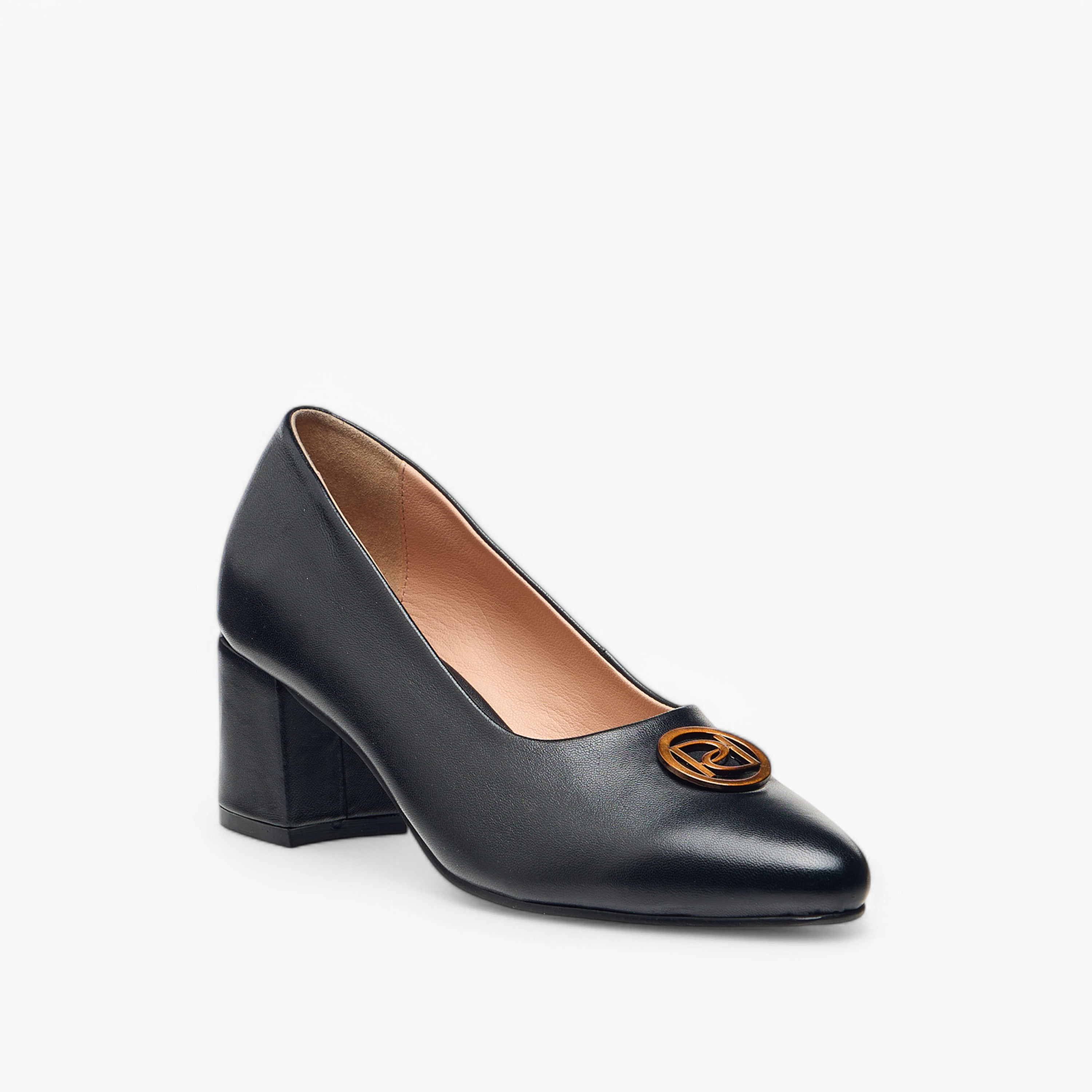 Paprika Solid Slip-On Leather Pumps with Block Heels-women-shoes-sandals-heeled-image-2