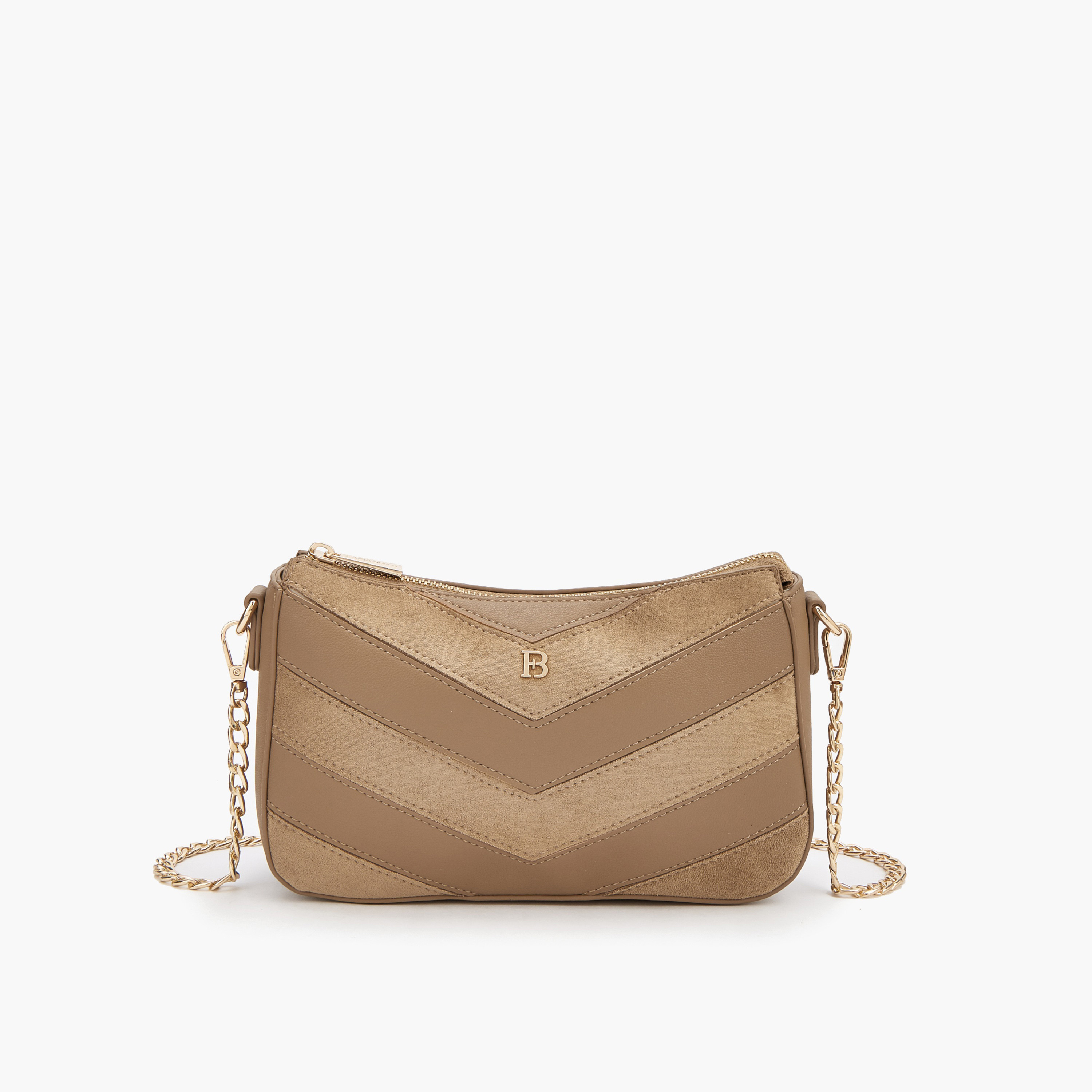 Flora Bella Chevron Panelled Crossbody Bag with Chain Strap-women-bagsandwallets-handbags-image-1