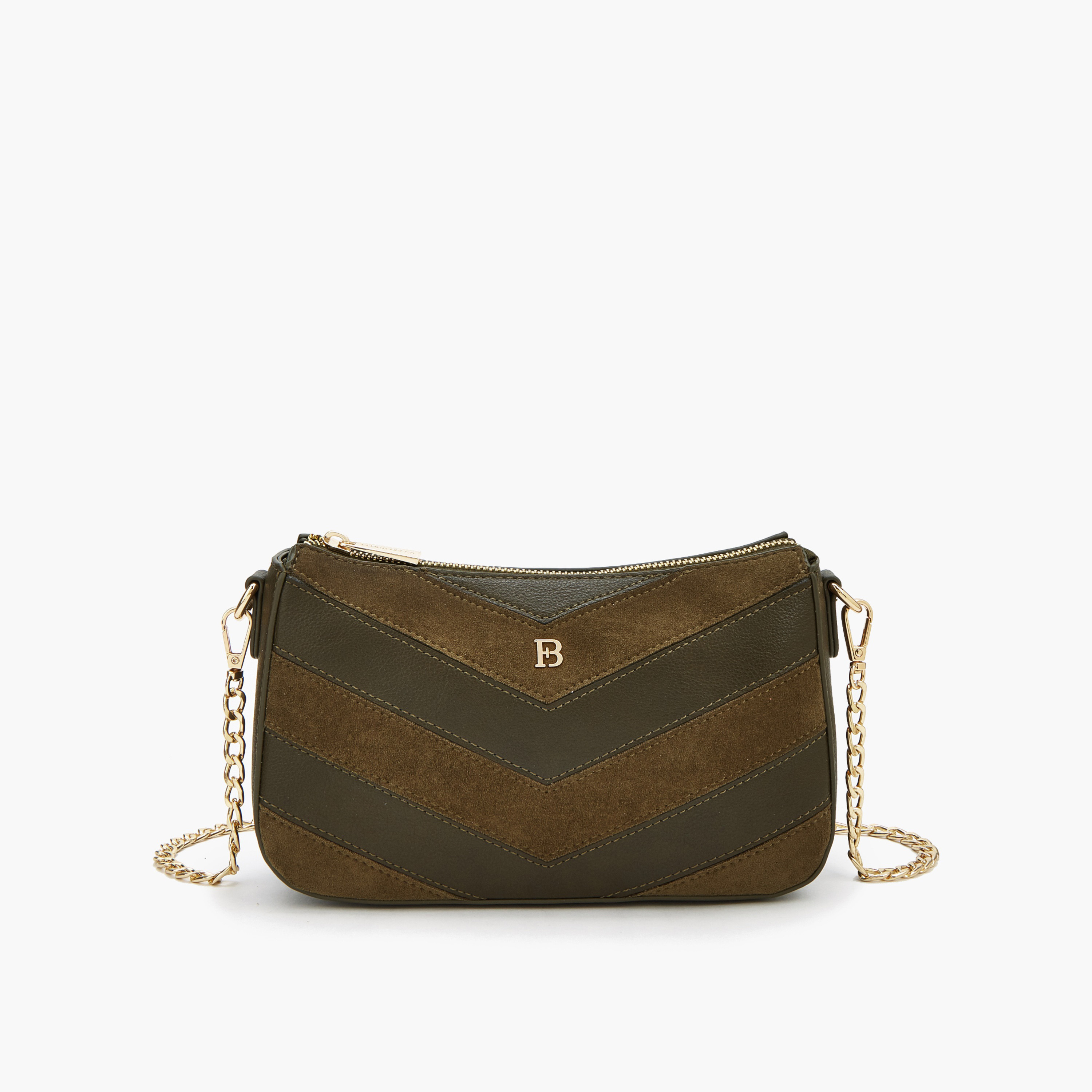 Flora Bella Chevron Panelled Crossbody Bag with Chain Strap-women-bagsandwallets-handbags-image-1