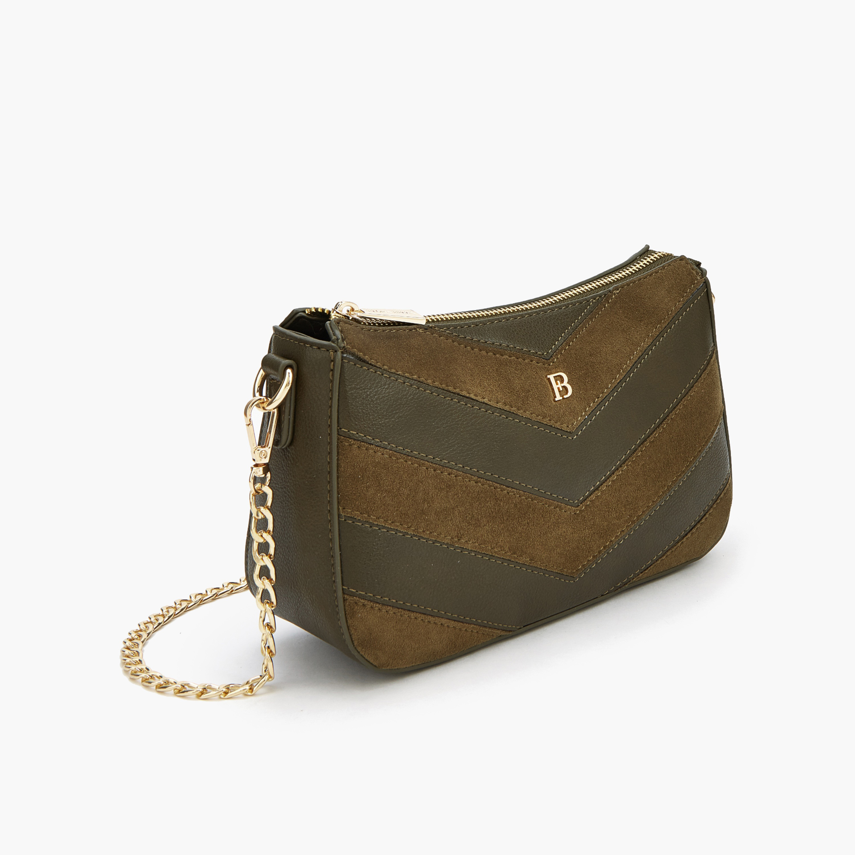 Flora Bella Chevron Panelled Crossbody Bag with Chain Strap-women-bagsandwallets-handbags-image-2