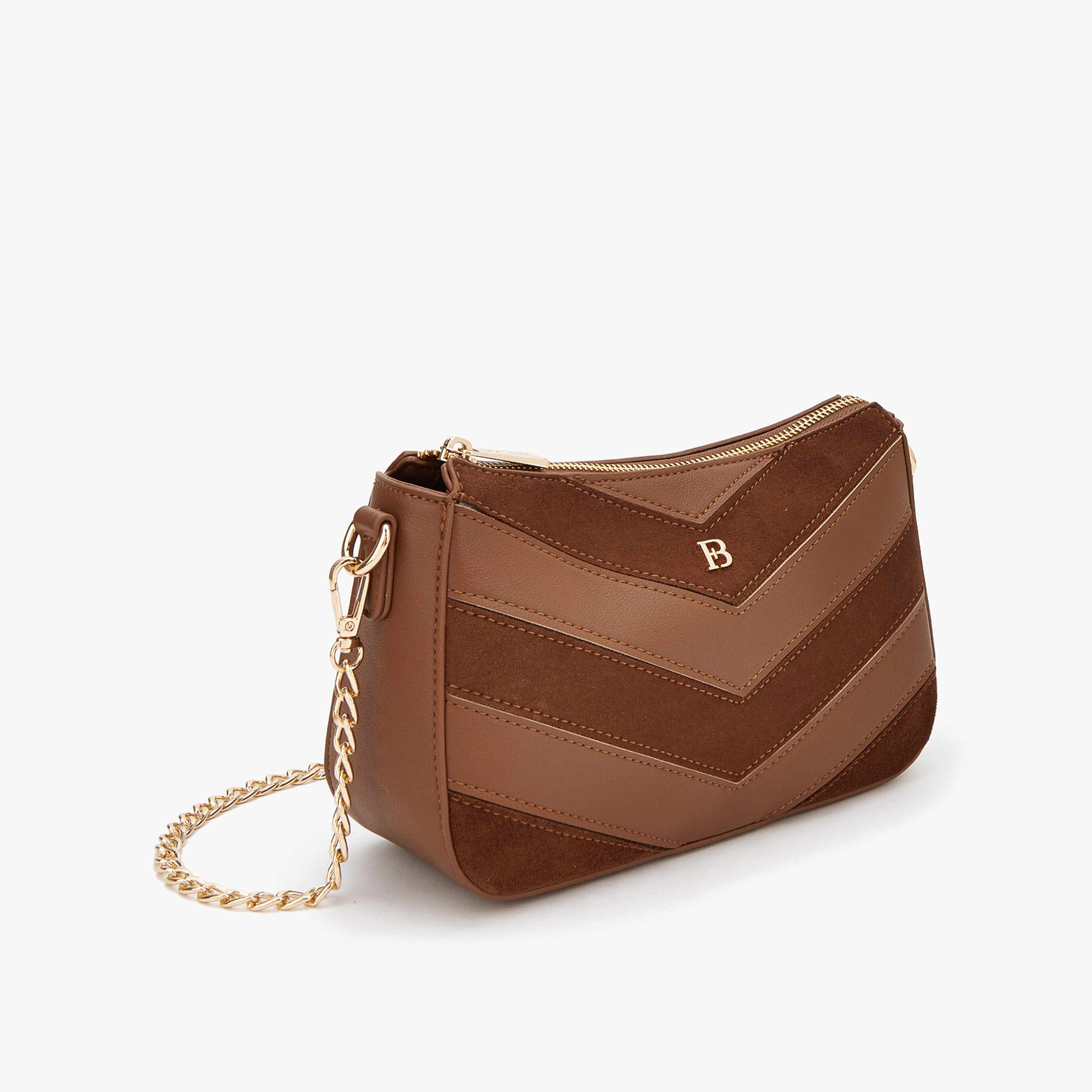 Flora Bella Chevron Panelled Crossbody Bag with Chain Strap-women-bagsandwallets-handbags-image-2