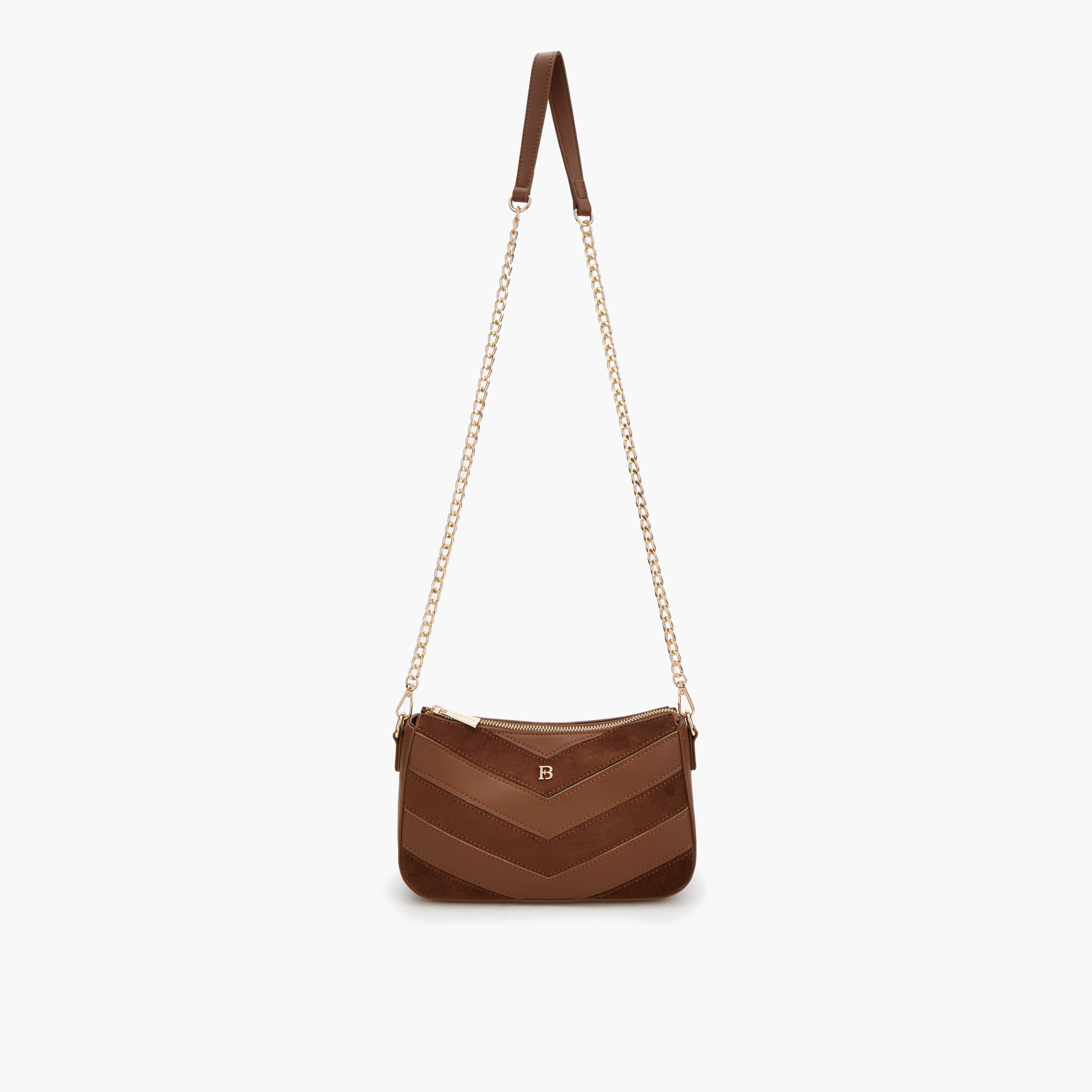 Flora Bella Chevron Panelled Crossbody Bag with Chain Strap-women-bagsandwallets-handbags-image-5