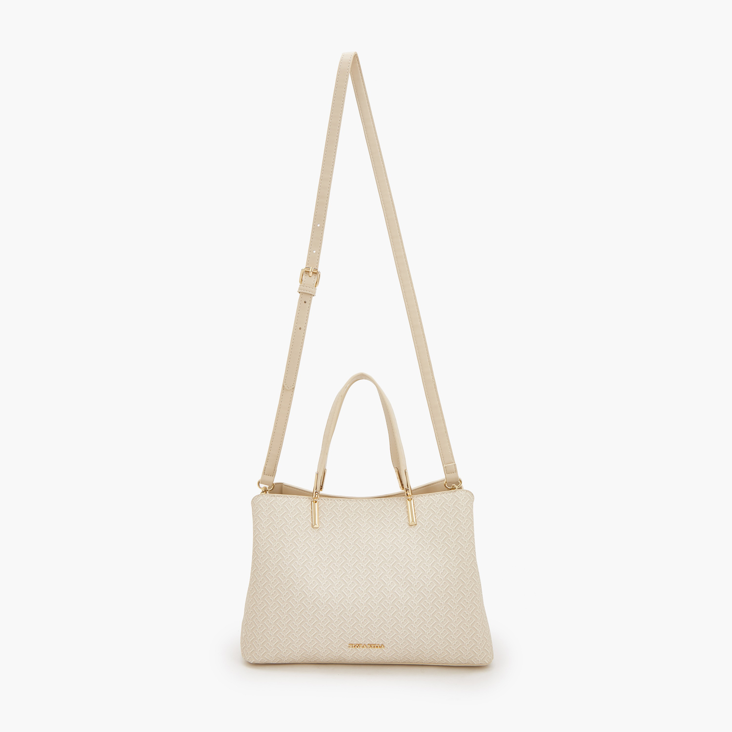 شنطة يد بطبعات مونوجرام مع حزام قابل للفصل من فلورا بيلا-women-bagsandwallets-handbags-image-2