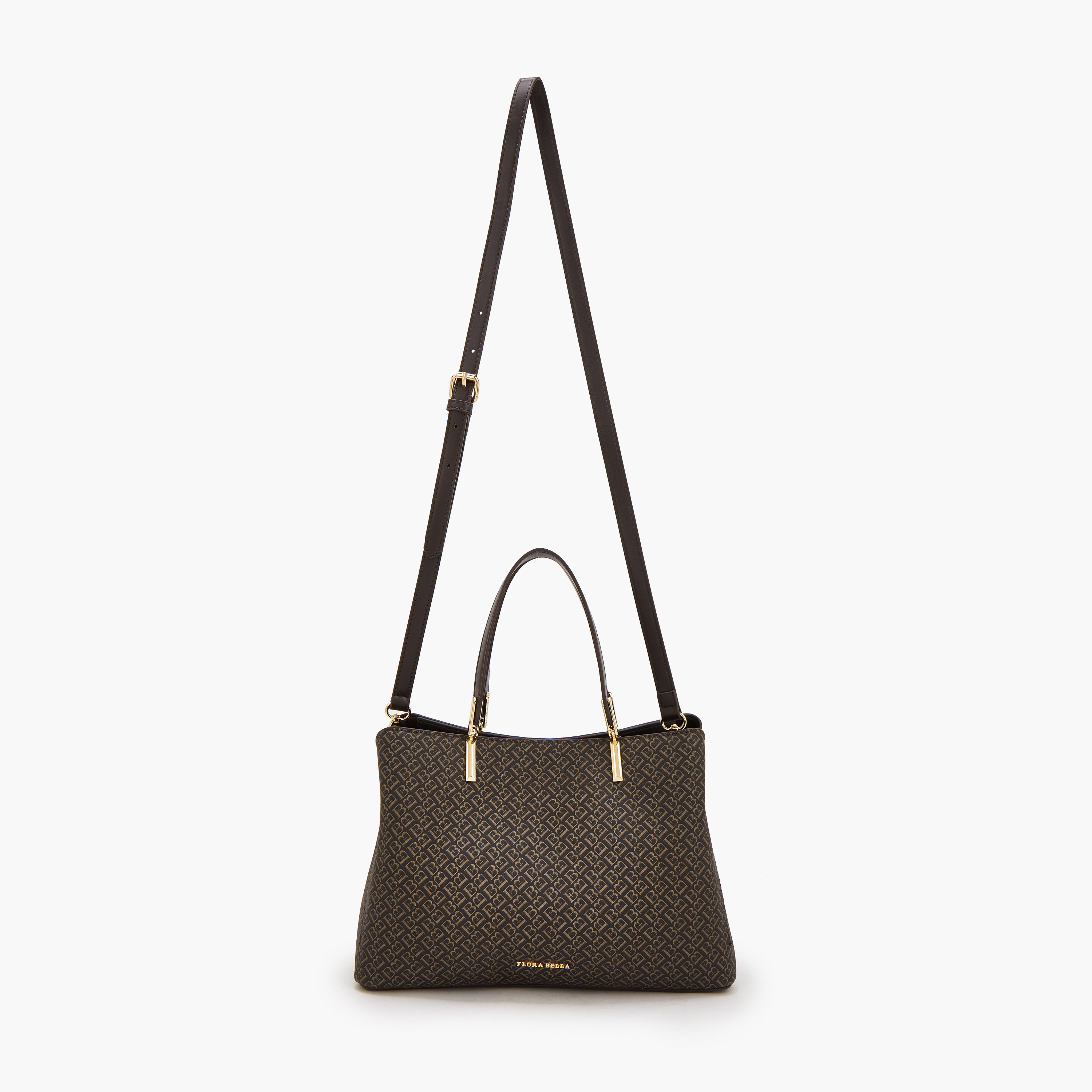 شنطة يد بطبعات مونوجرام مع حزام قابل للفصل من فلورا بيلا-women-bagsandwallets-handbags-image-2