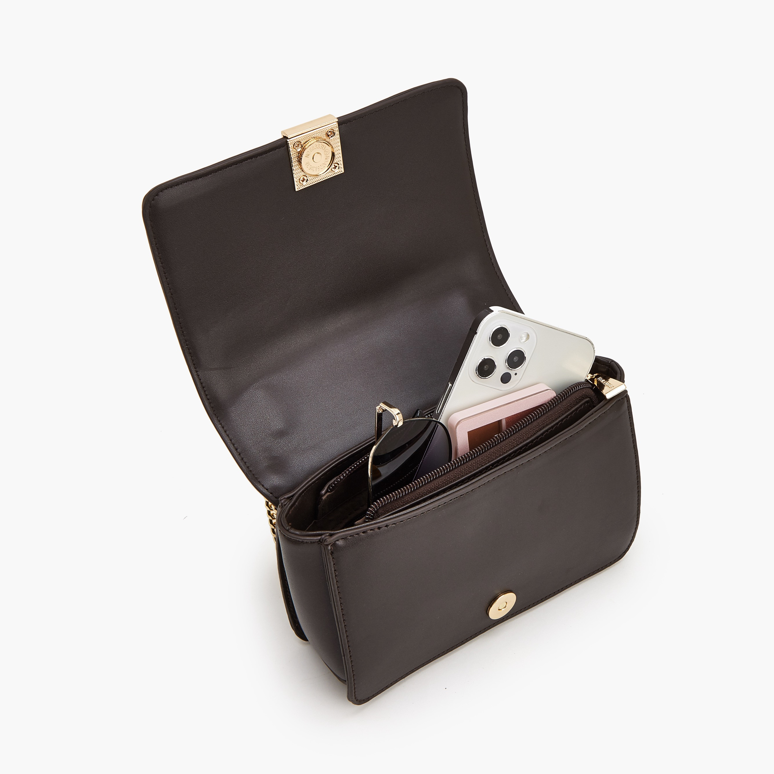 شنطة كروس بودي بطبعات مونوجرام وبحزام سلسلة من فلورا بيلا-women-bagsandwallets-handbags-image-7
