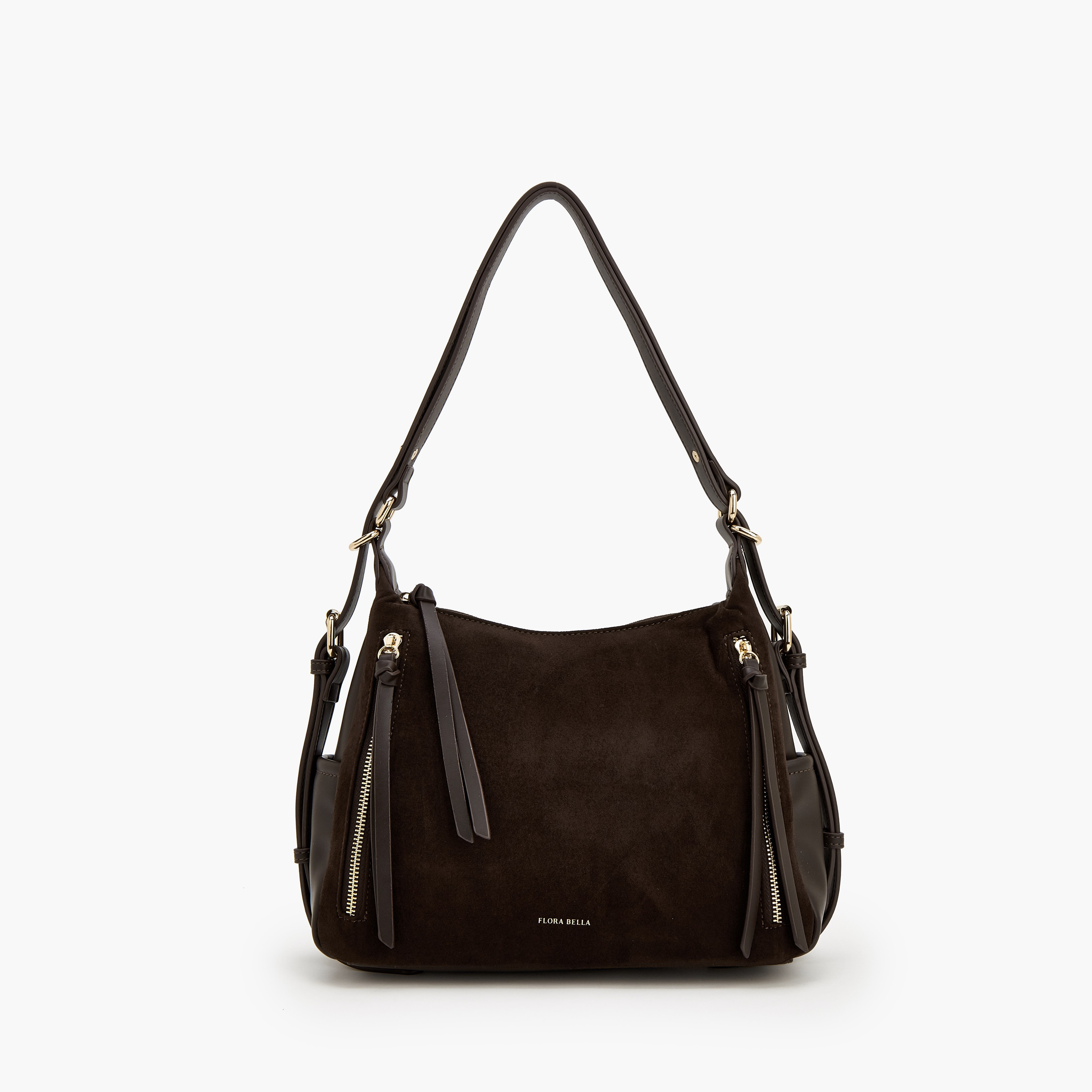شنطة كتف بزينة شرّابة وبحزام قابل للتعديل من فلورا بيلا-women-bagsandwallets-handbags-image-1