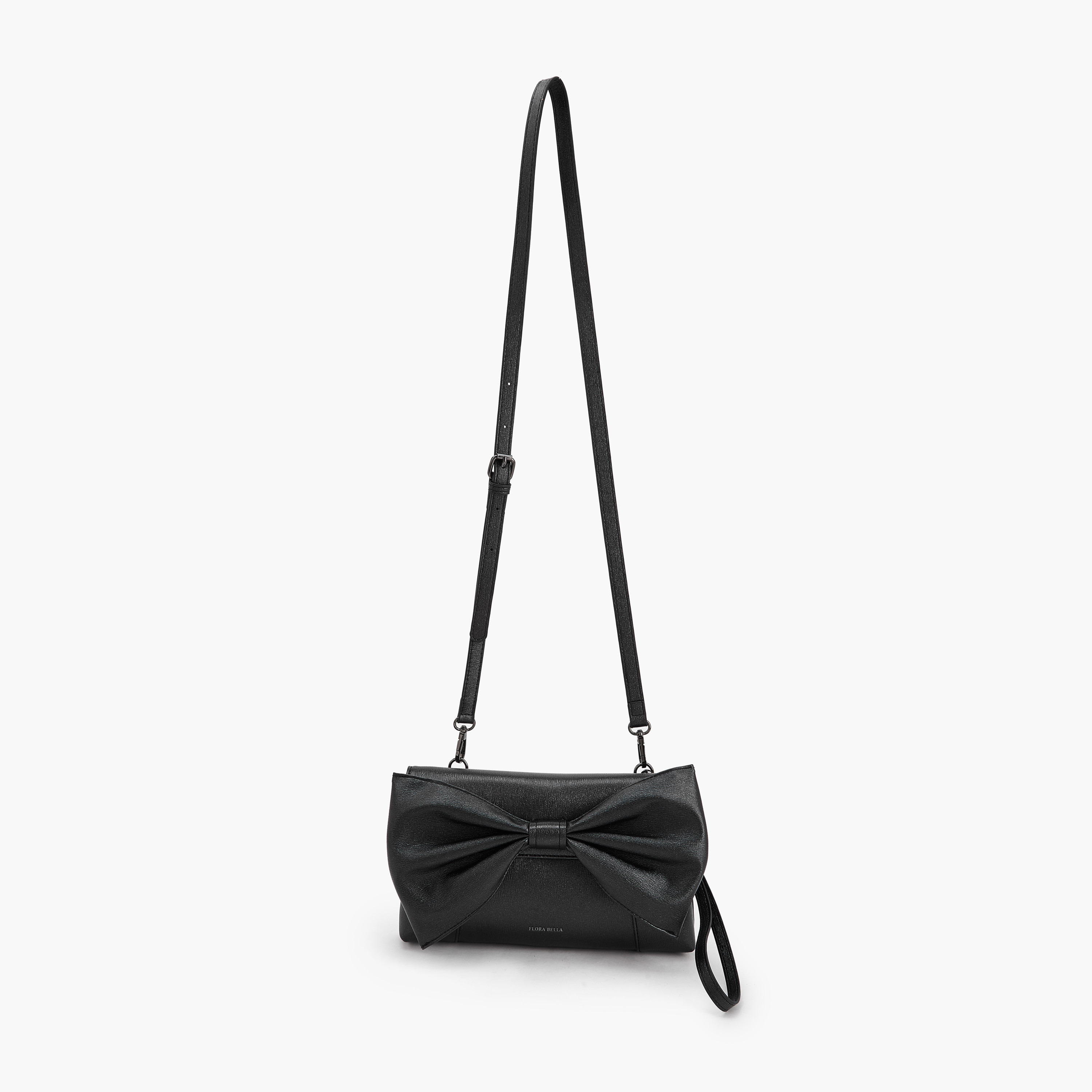 شنطة كلاتش بتزيينات فيونكة وحزام قابل للفصل من فلورا بيلا-women-bagsandwallets-handbags-image-2