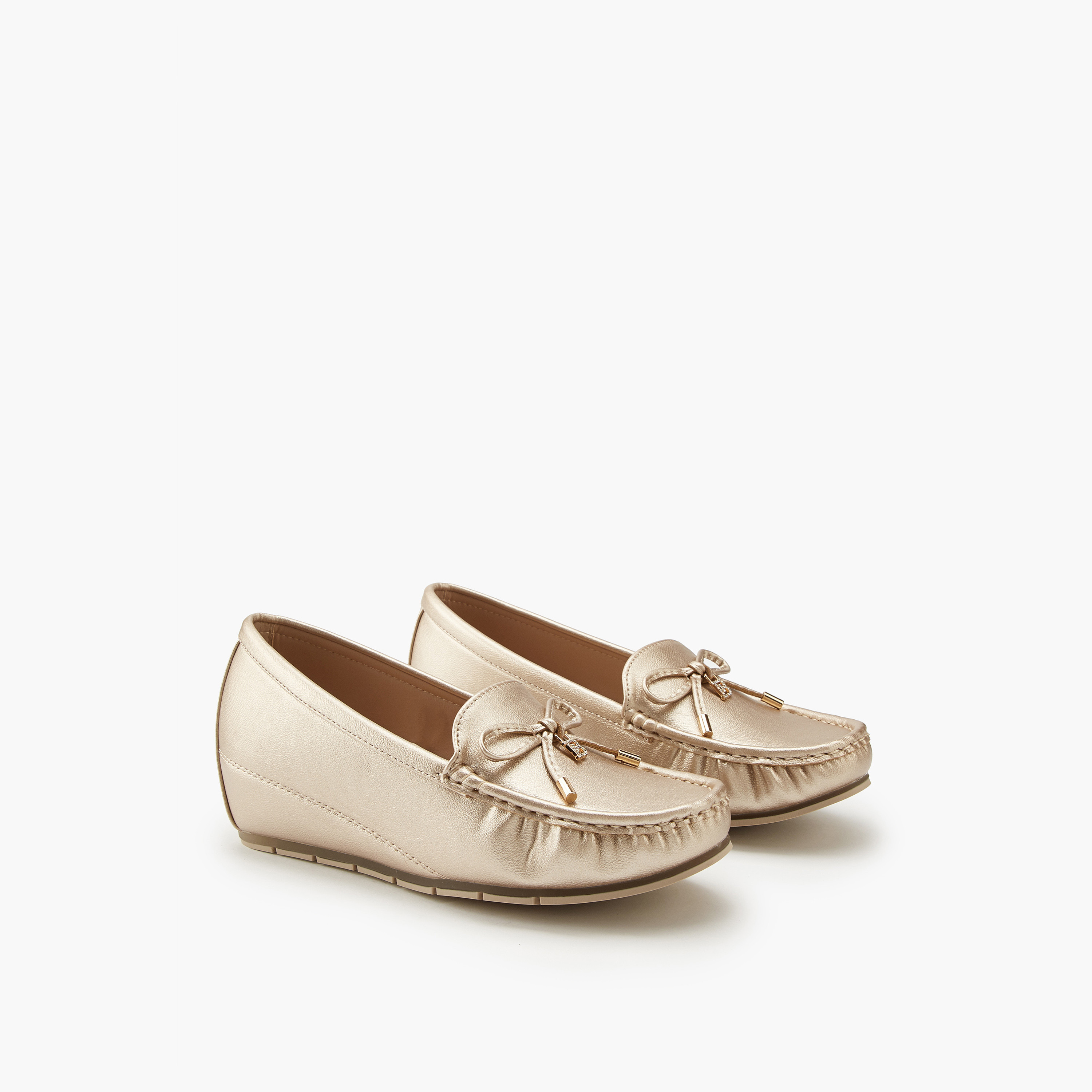 Flora Bella Bow Detail Slip-On Wedge Loafers-women-shoes-heels-image-1