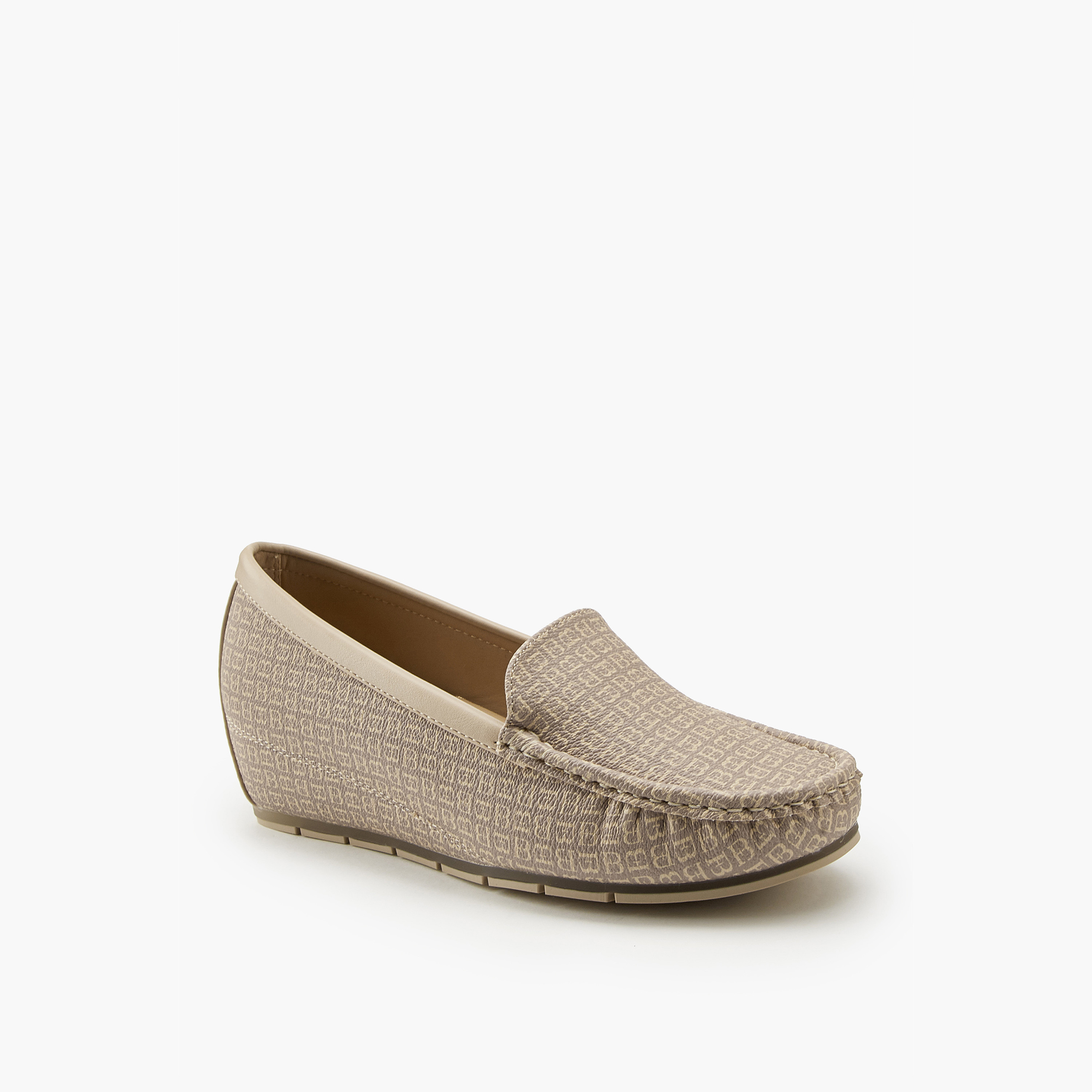 Flora Bella  All-Over Monogram Print Slip-On Wedge Loafers-women-shoes-heels-image-3